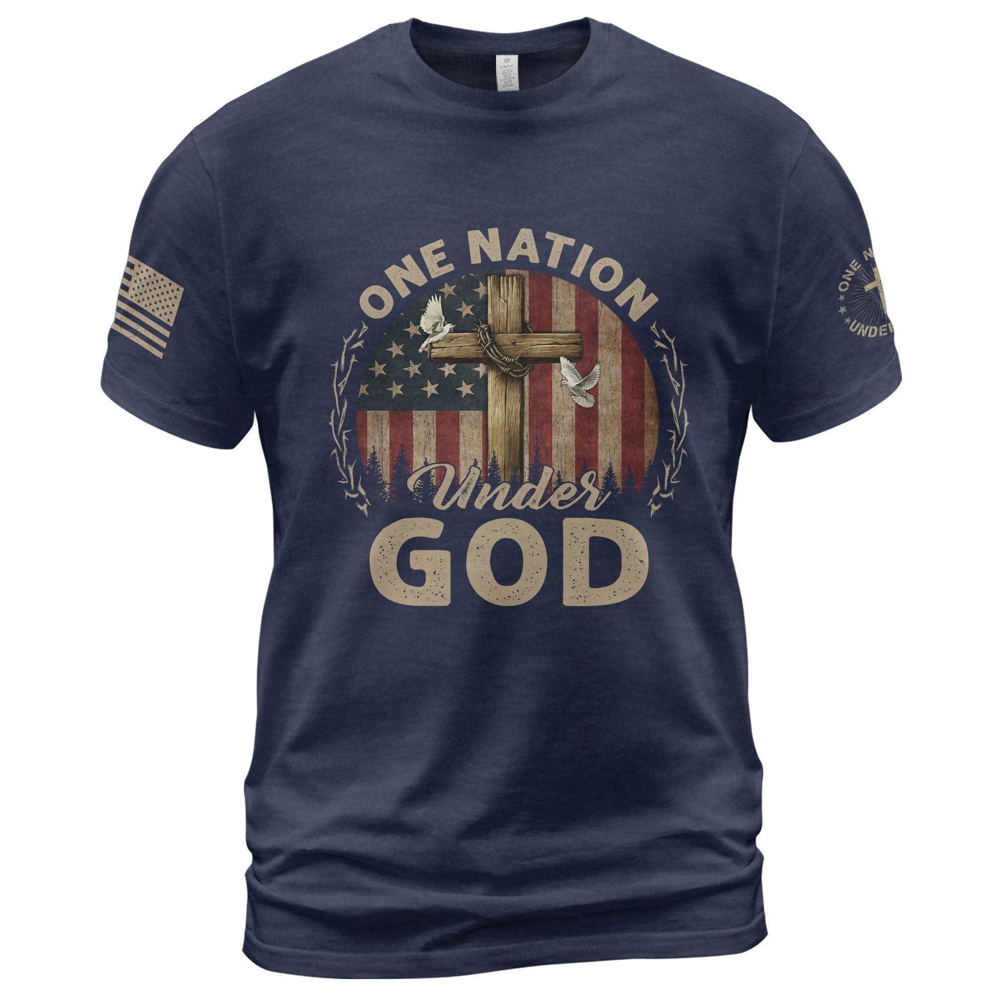 One Nation Under God T-Shirt – Cross, Flag & Christian Boldwear - Rust Field Wear