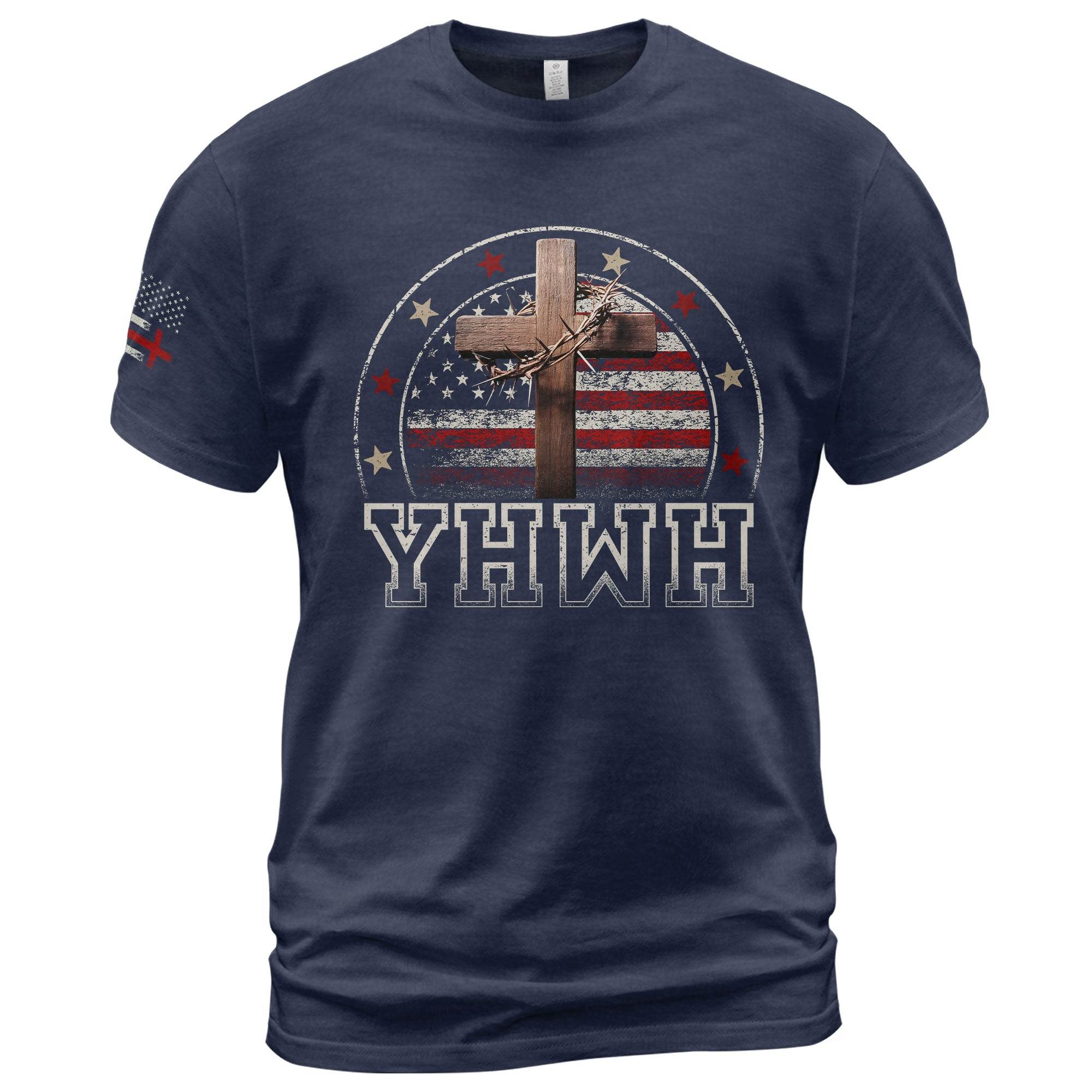 Redeemed Christian T-Shirt – Cross, Flag & Dove Design - Rust Field Wear