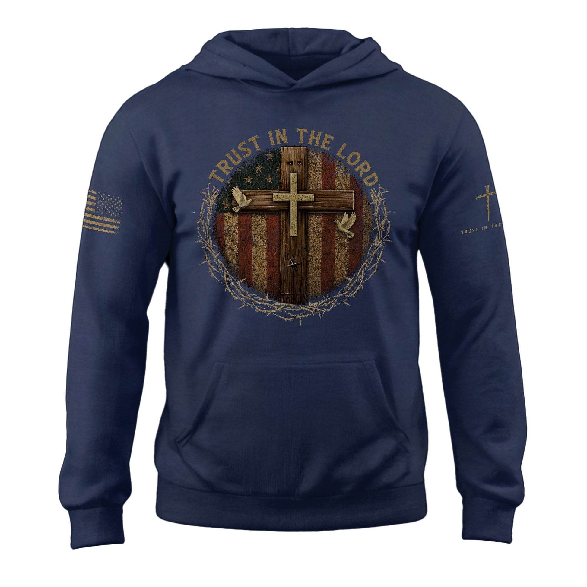 The Peace Of Trust Doves And Cross Christian Faith Hoodie - Rust Field Wear