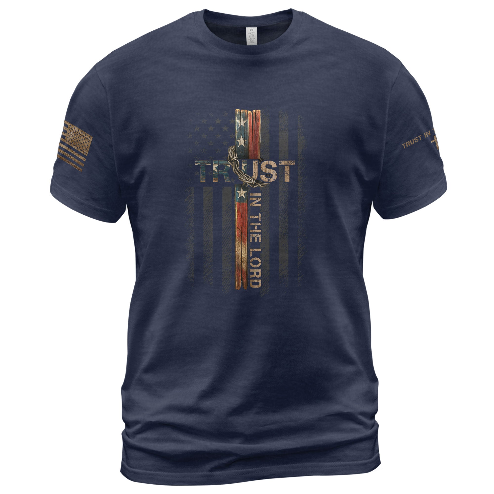 Trust In The Lord American Flag Cross T-Shirt