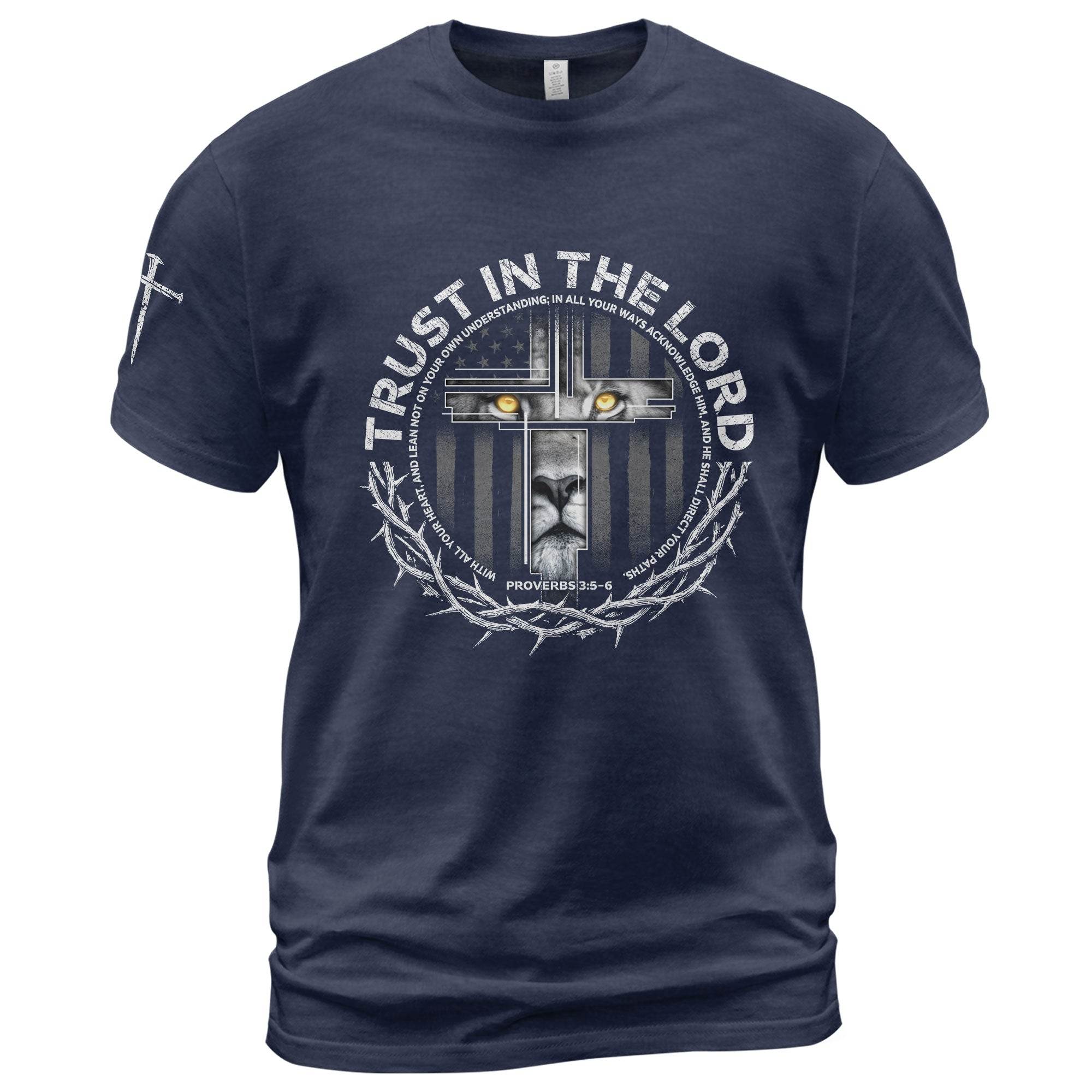 Trust In The Lord Proverbs 3:5 Lion Cross T-Shirt - Rust Field Wear