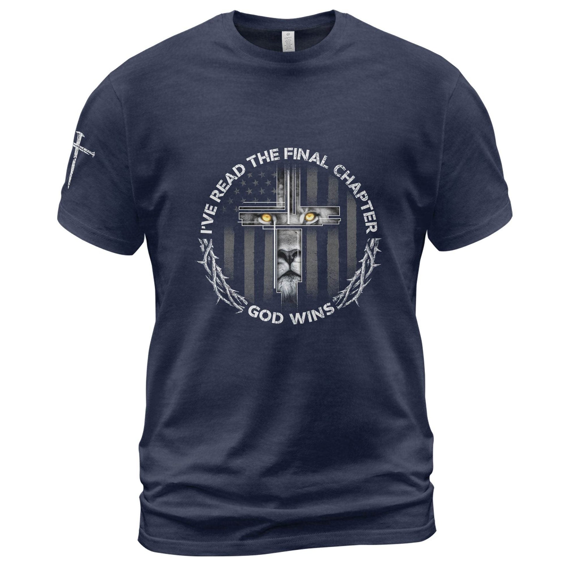God Wins Lion Cross Final Chapter Christian T-Shirt - Rust Field Wear