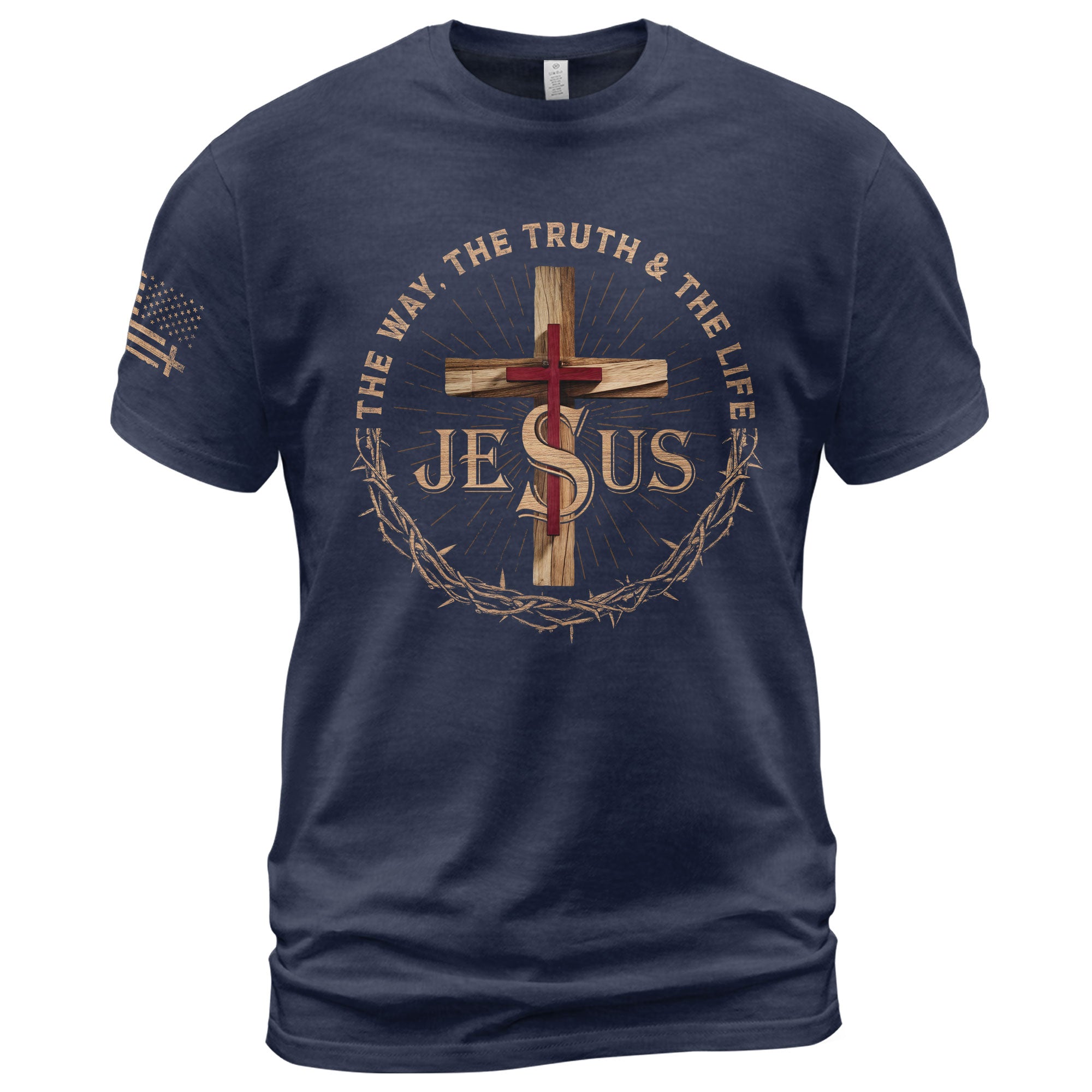 The Way The Truth The Life Jesus Cross Crown Christian T-Shirt