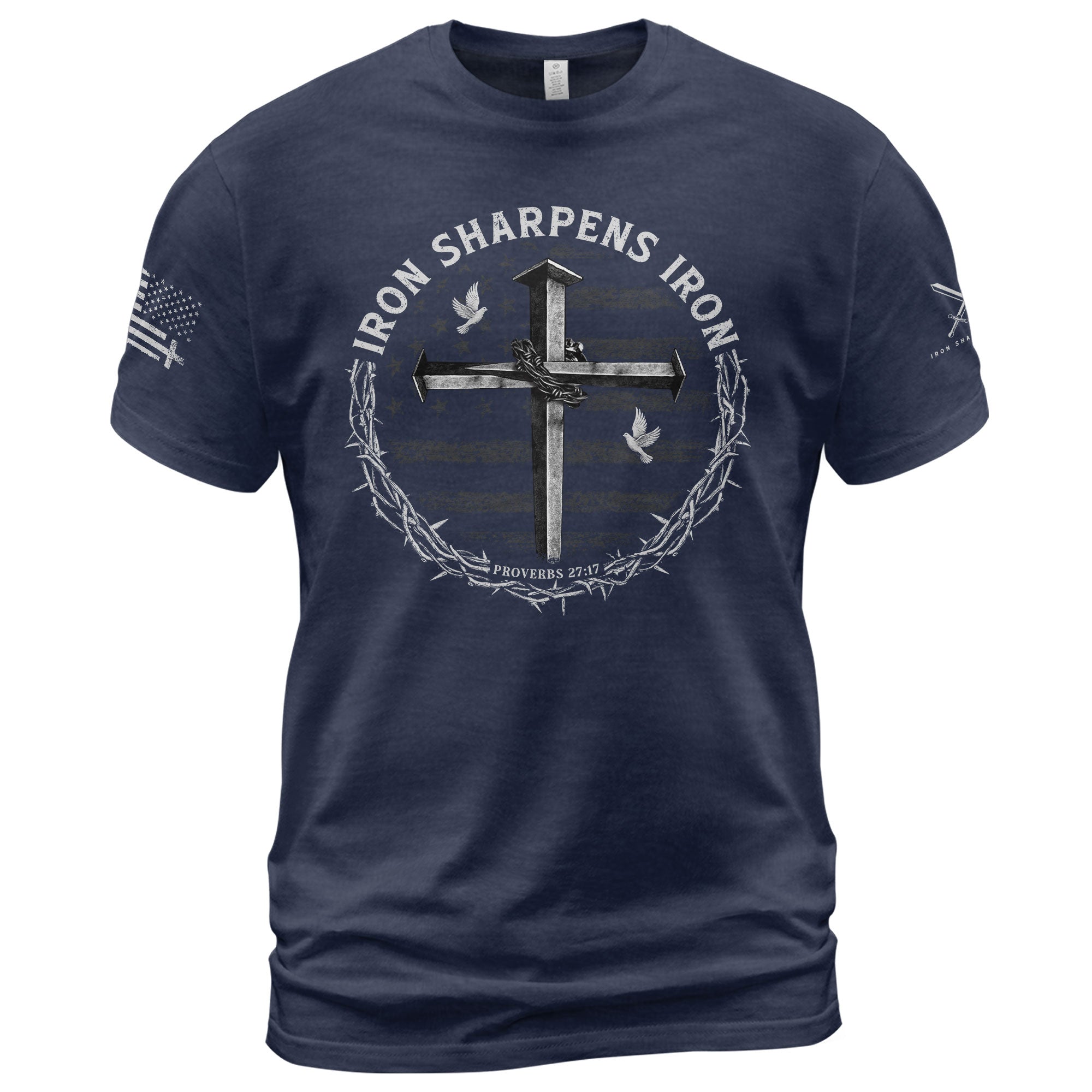 Iron Sharpens Iron Cross Proverbs 27:17 Christian T-Shirt