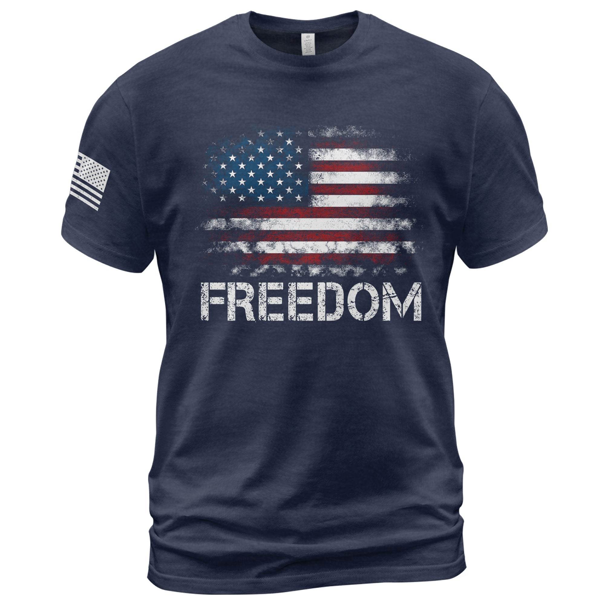 Freedom Distressed American Flag Bold Patriotic T-Shirt - Rust Field Wear