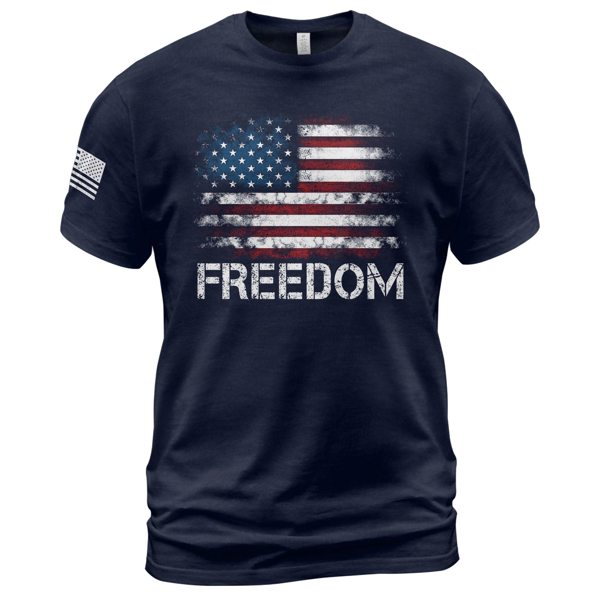 Freedom Distressed American Flag Bold Patriotic T-Shirt