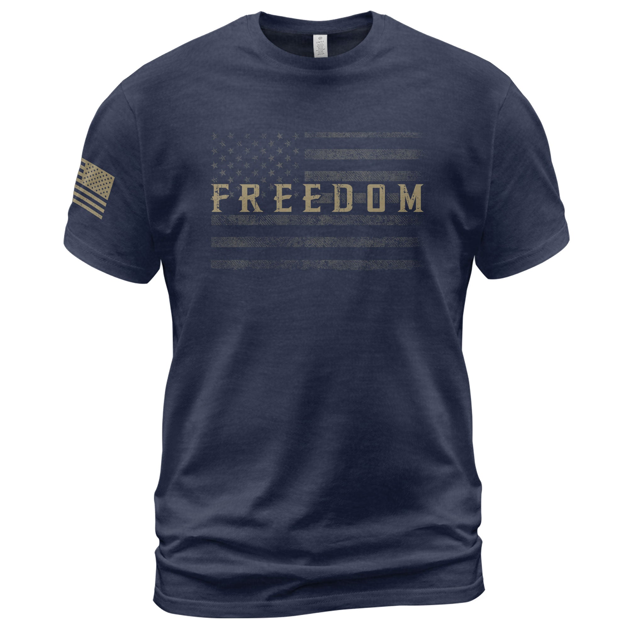 Freedom Distressed American Flag Military Style T-Shirt