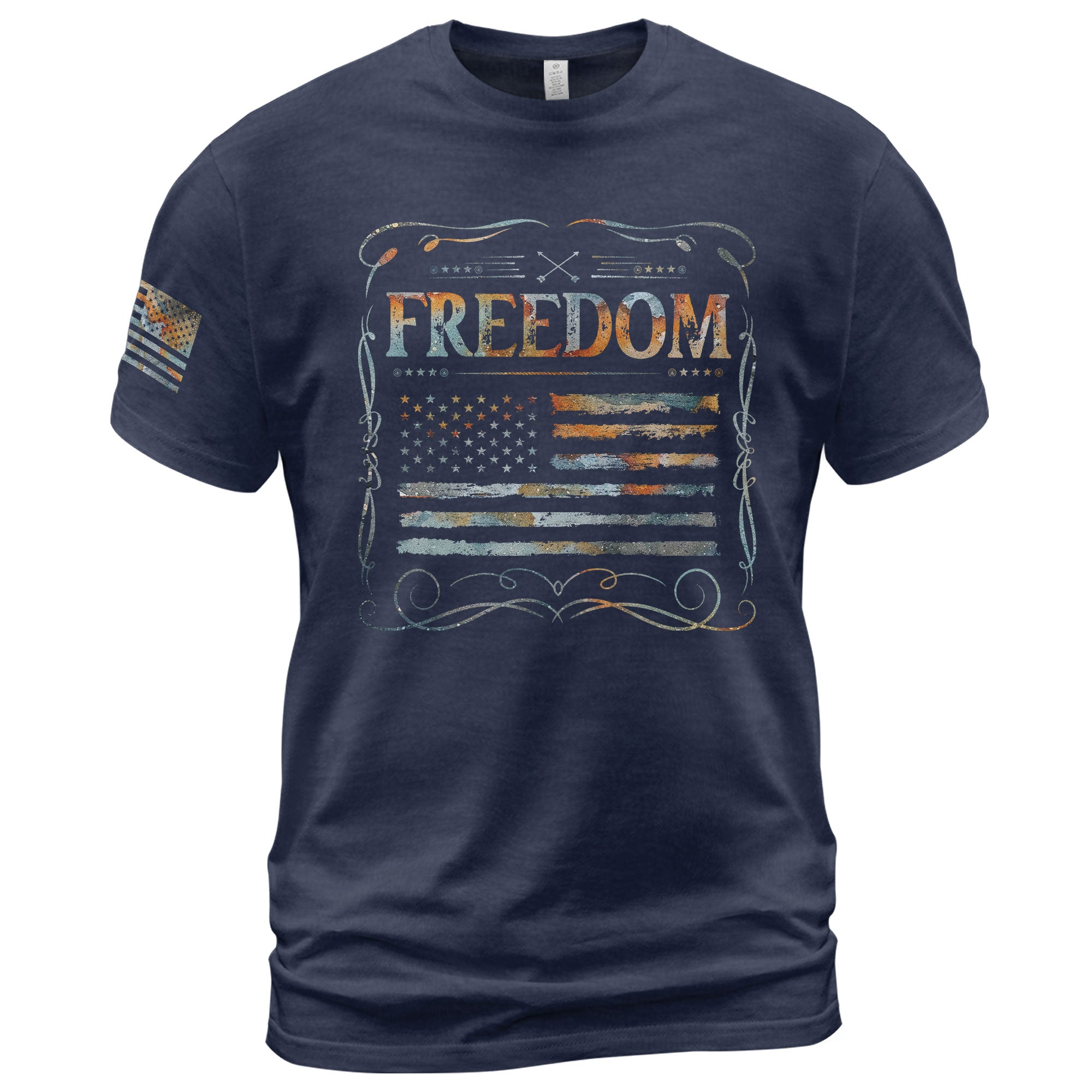Freedom Rustic Flag Patriotic Tribute T-Shirt
