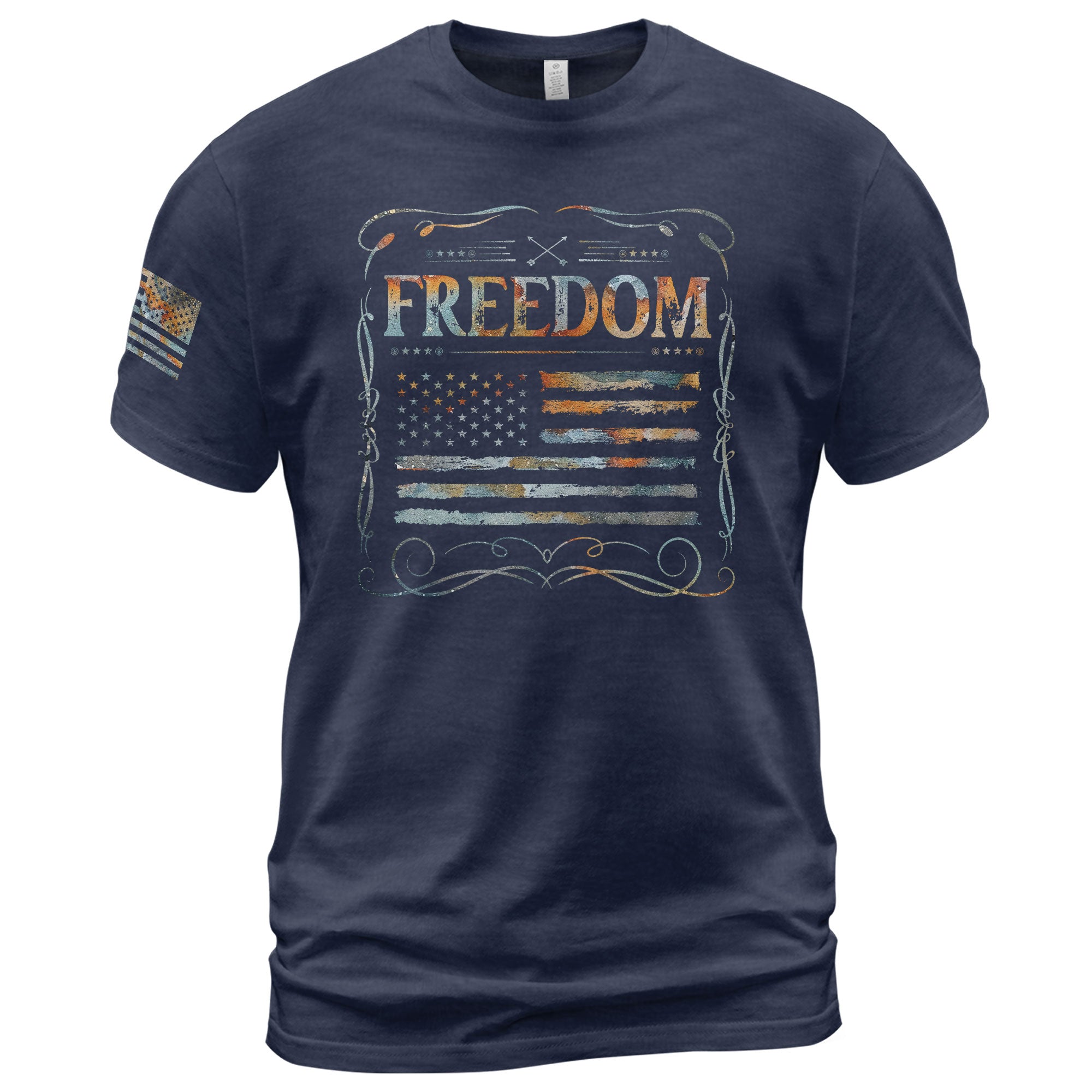 Freedom Rustic Flag Patriotic Tribute T-Shirt