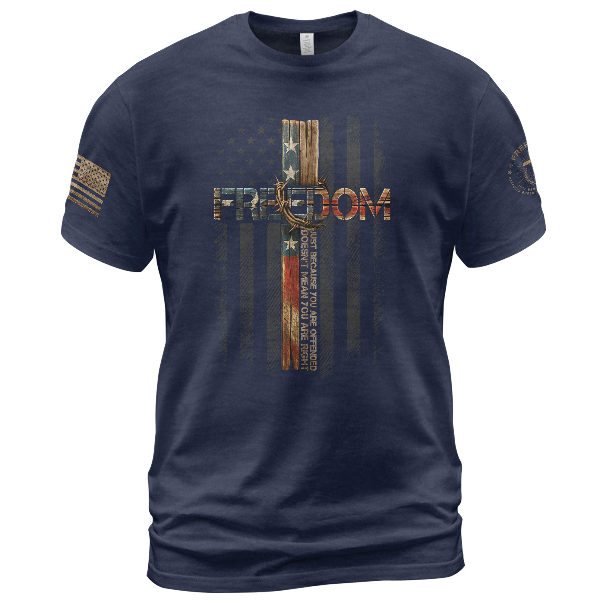 Freedom Memorial American Flag Cross T-Shirt