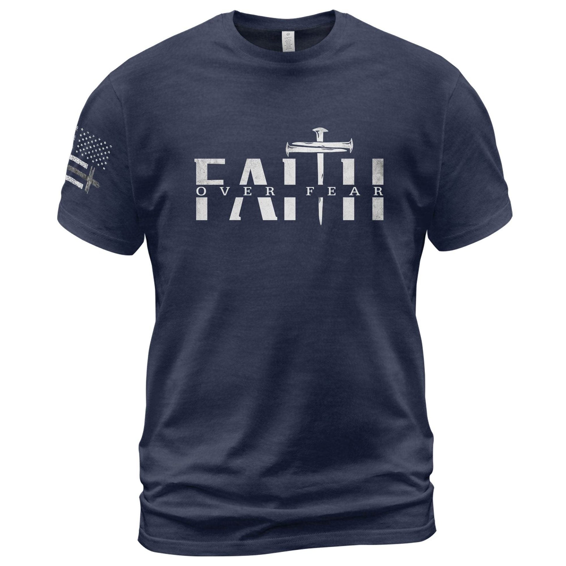 Faith Over Fear Sword Cross Graphic T-Shirt - Rust Field Wear