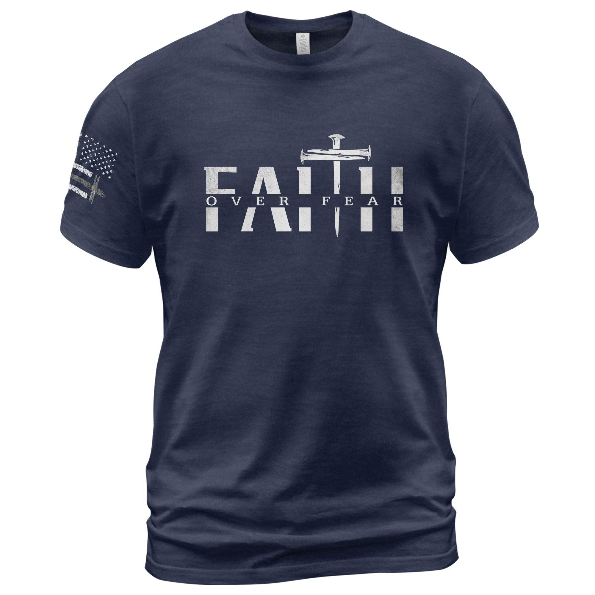 Faith Over Fear Sword Cross Graphic T-Shirt - Rust Field Wear