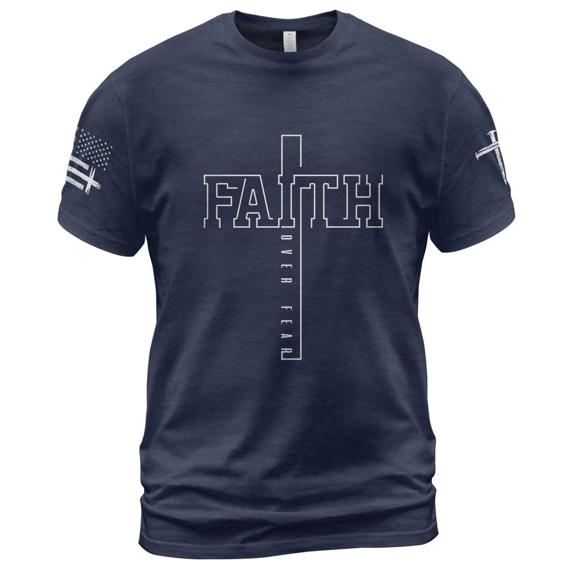 Faith Over Fear Bold Cross Typography T-Shirt - Rust Field Wear