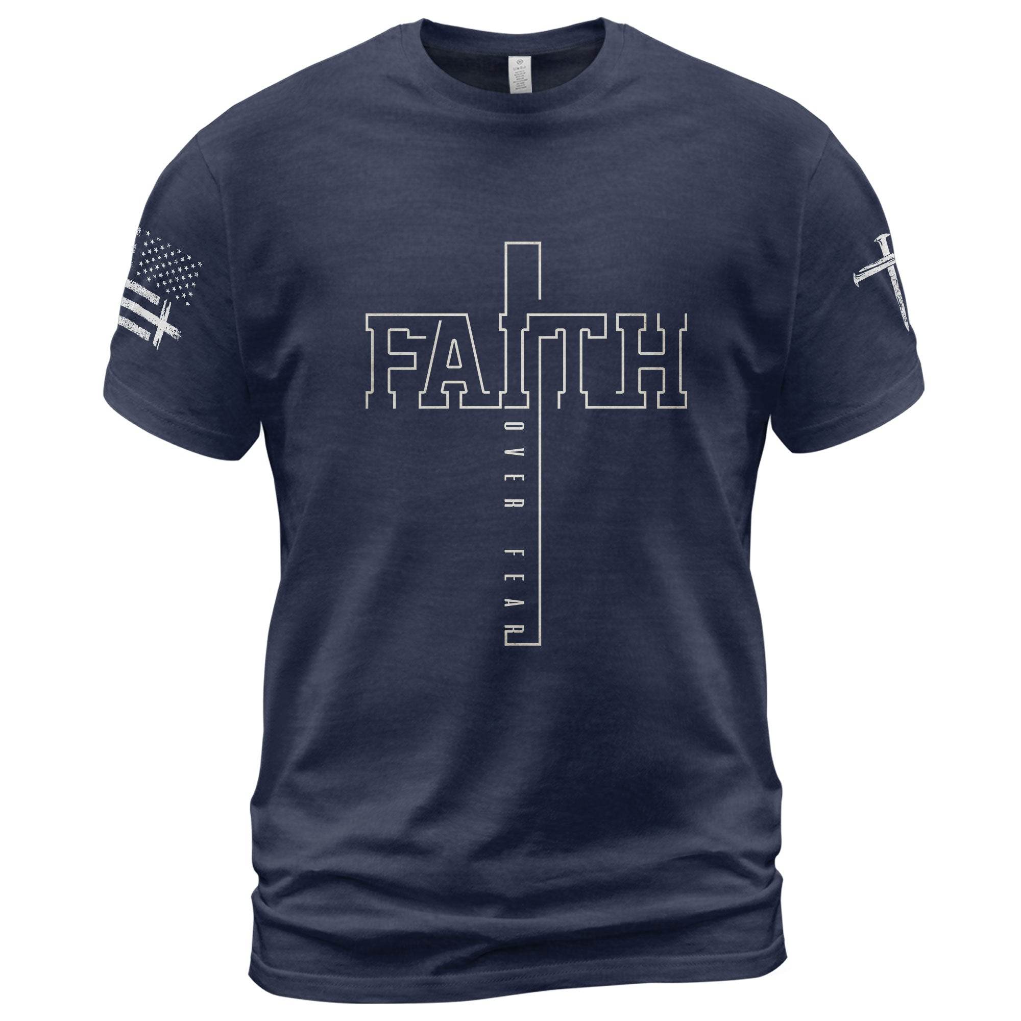 Faith Over Fear Bold Cross Typography T-Shirt - Rust Field Wear