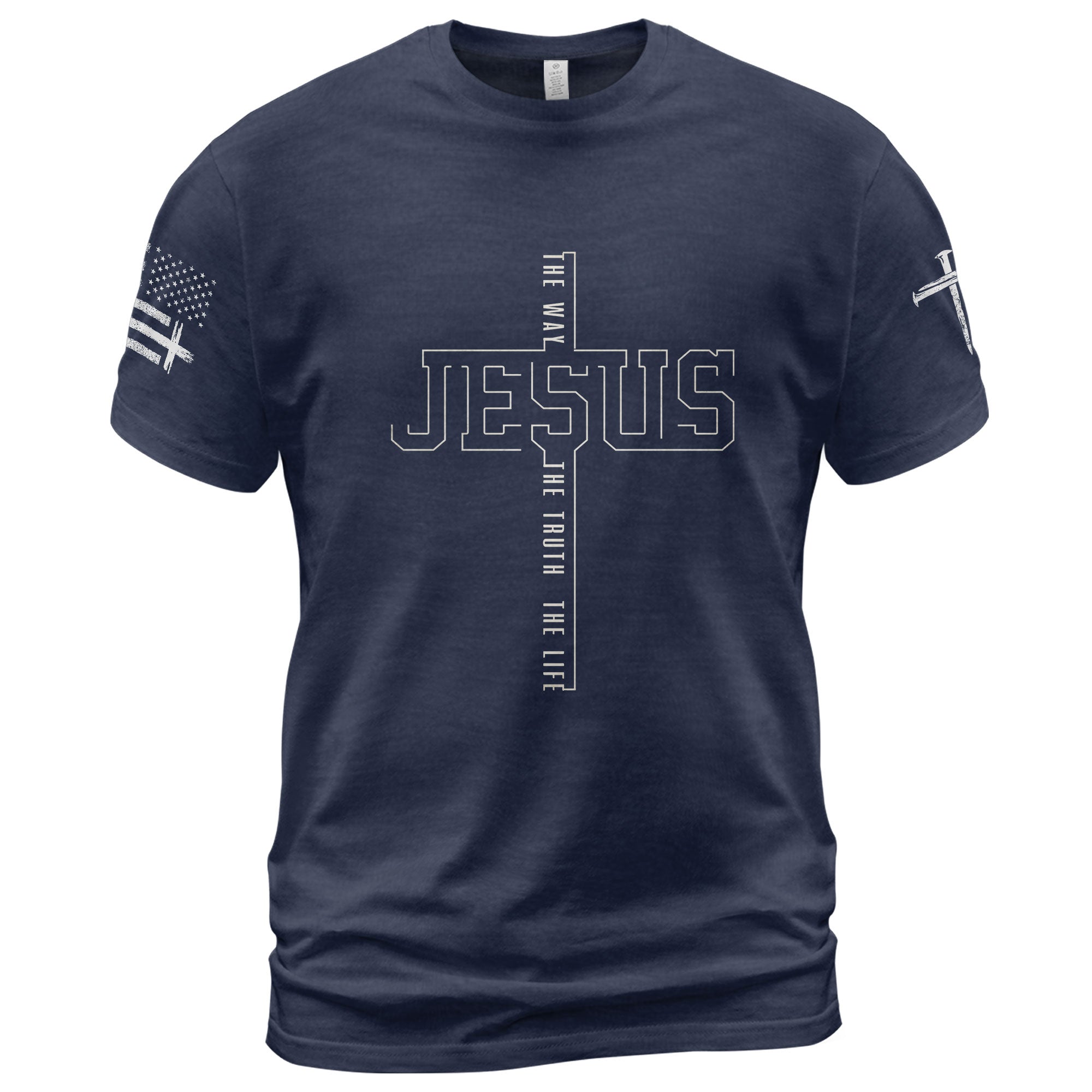 Jesus The Way The Truth The Life Cross Nail Design T-Shirt
