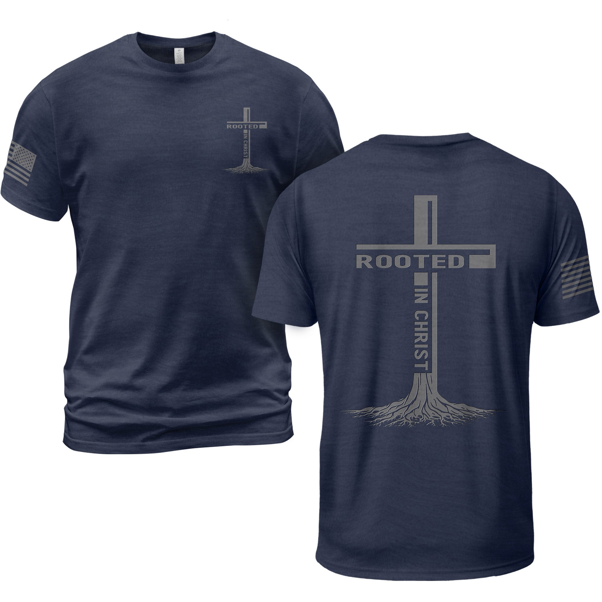 Rooted In Christ Cross Christian T Shirt With Roots Graphic