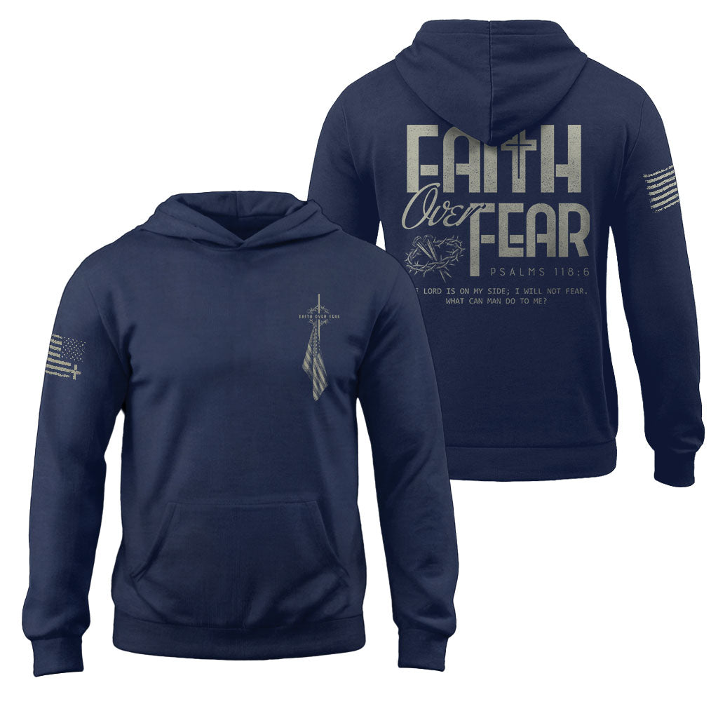 Faith Over Fear American Flag Cross Psalms 118 6 Christian Hoodie