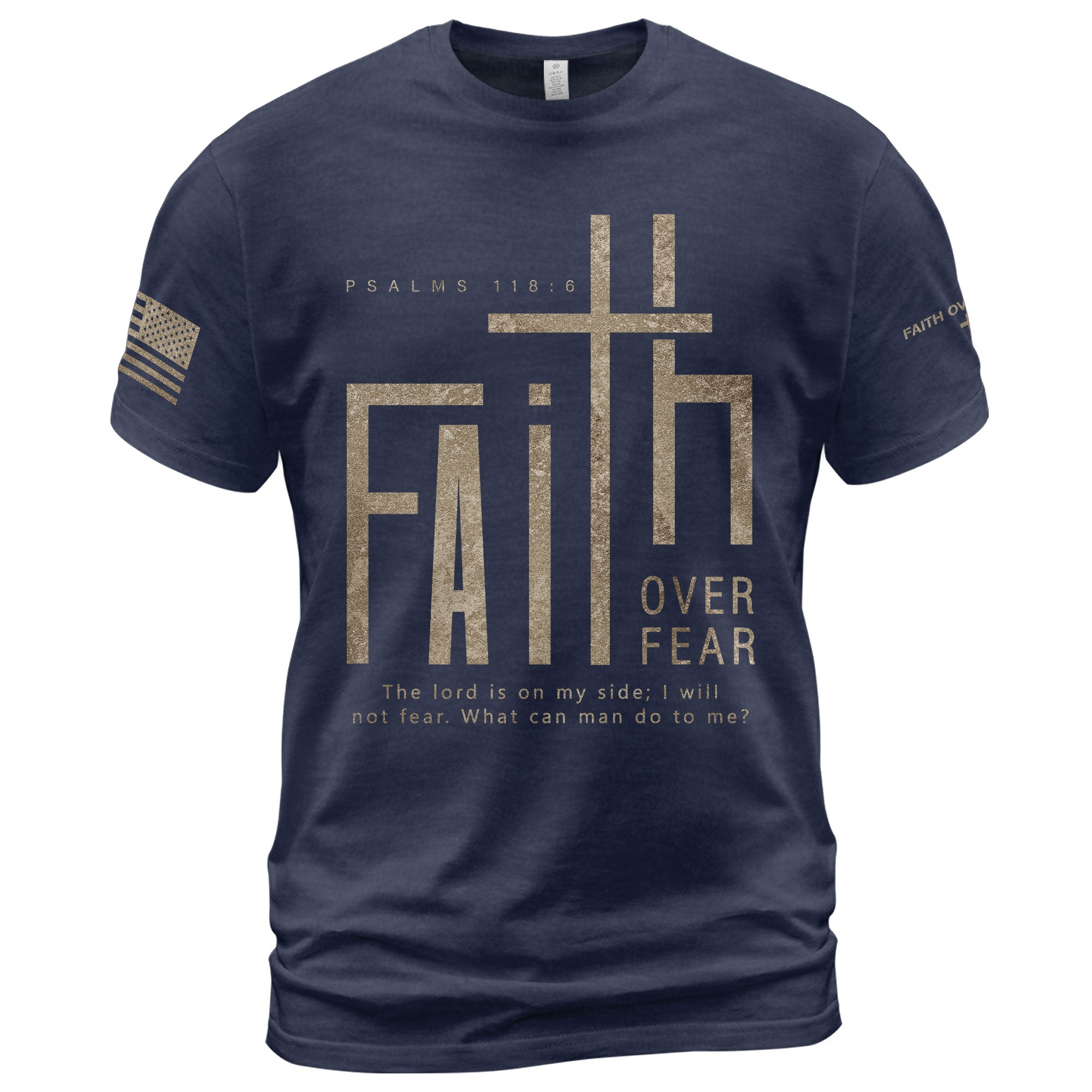Minimal Faith Over Fear Psalms 118 6 Cross Christian T-Shirt