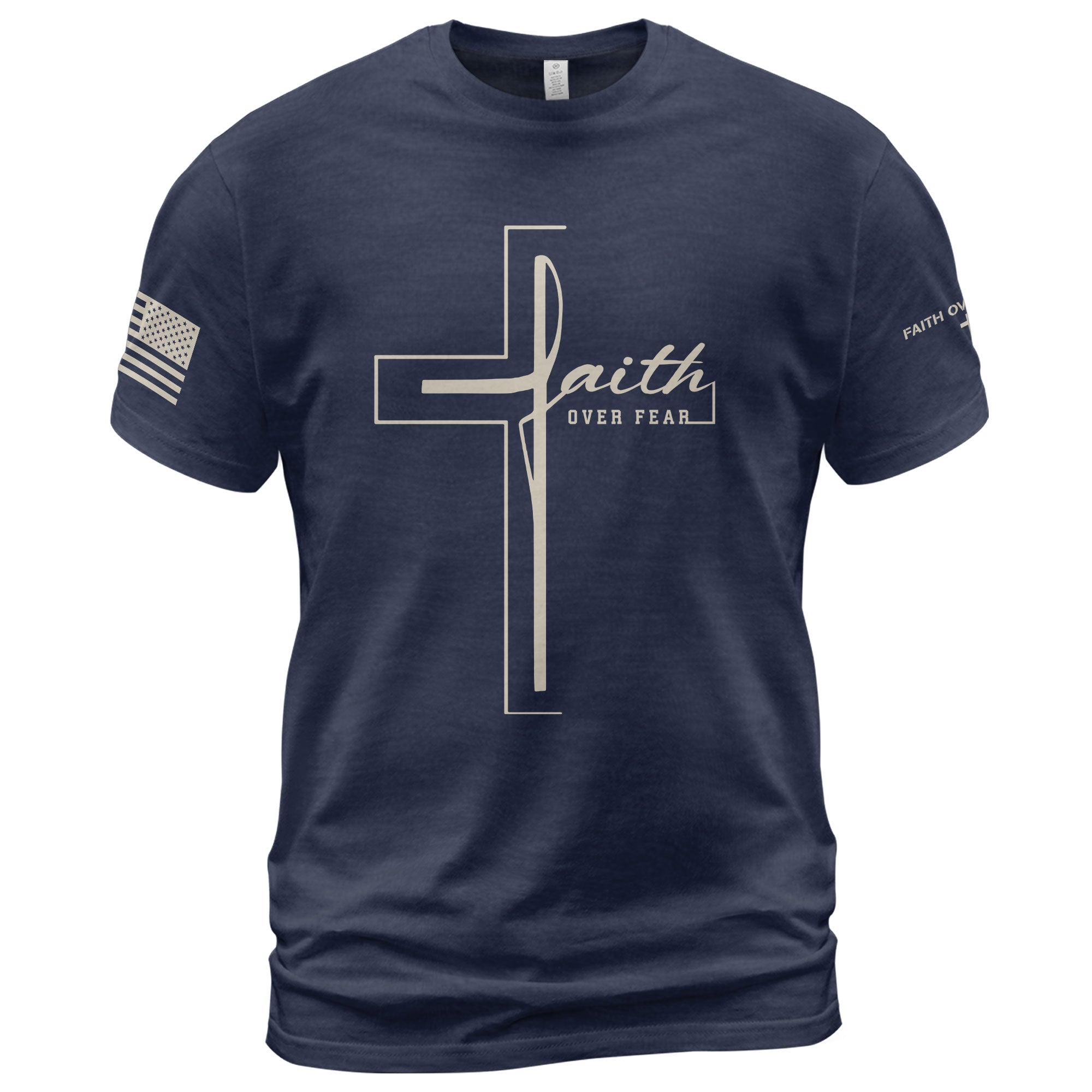 Minimal Cross Faith Over Fear Christian T-Shirt