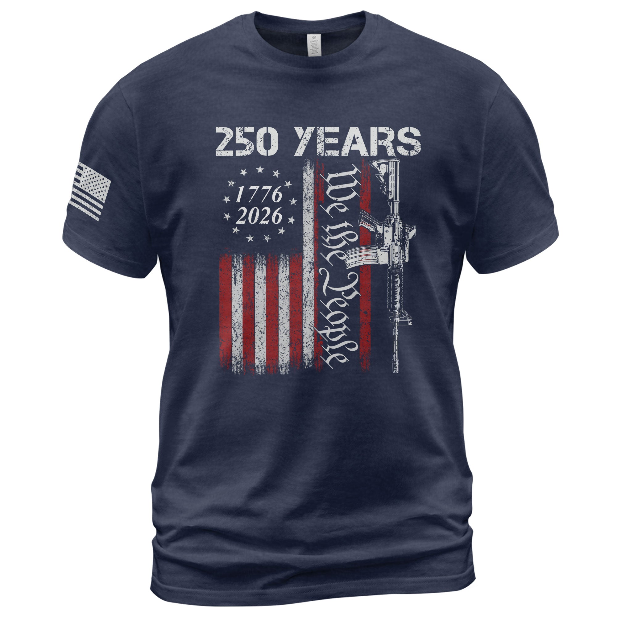 250 Years We The People T-Shirt – Vintage USA Flag 1776–2026 Independence Tee