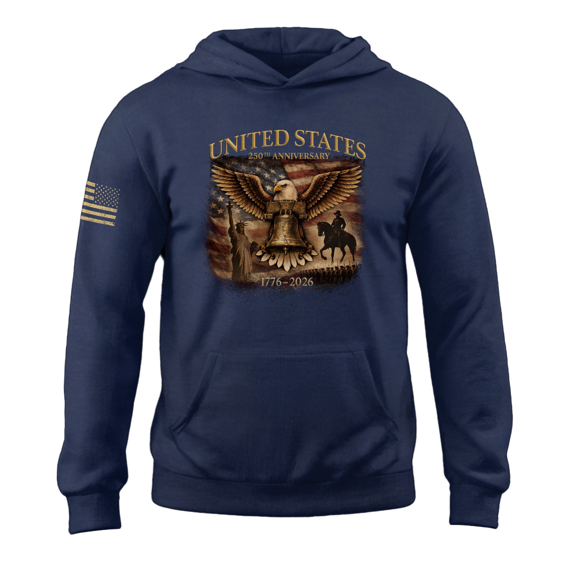 USA 250th Anniversary Semiquincentennial Hoodie 1776-2026 Eagle Liberty Bell Statue of Liberty Patriotic