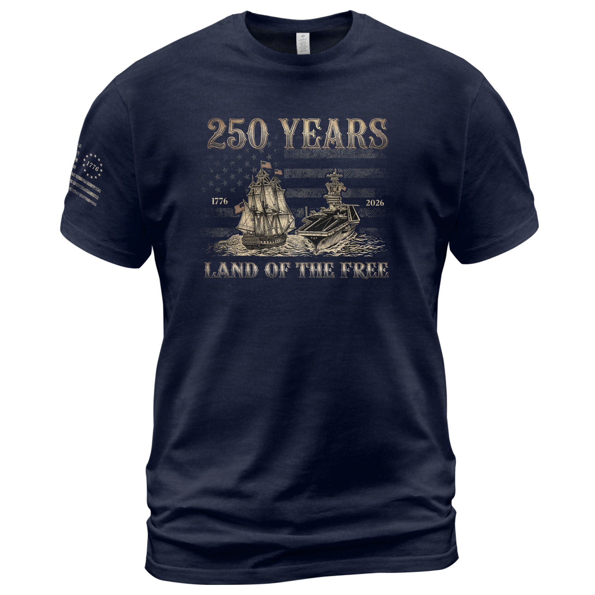 USA 250th Anniversary Shirt 1776-2026 Retro American Sailing Ship Patriotic Tee