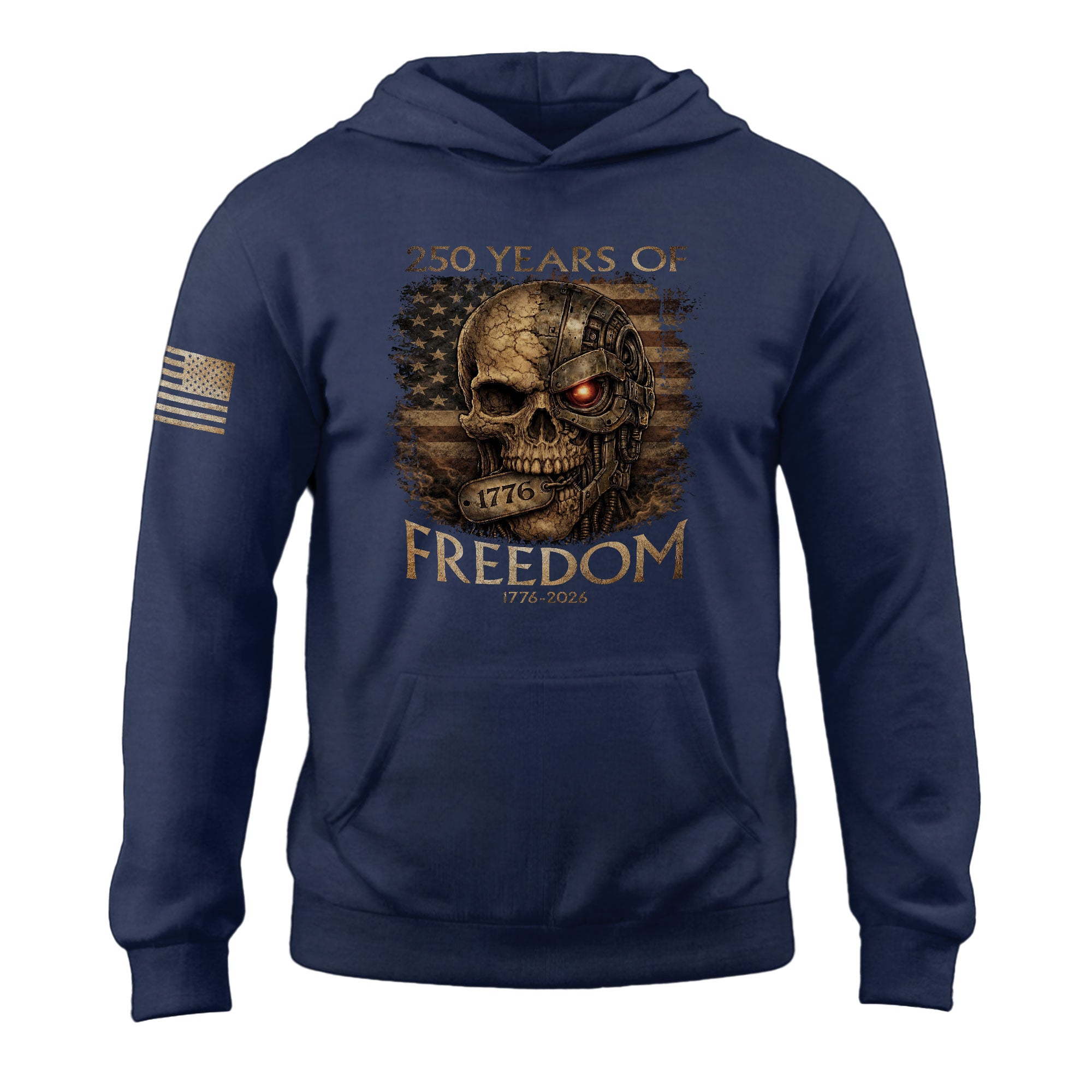 USA 250th Anniversary 250 Years of Freedom Semiquincentennial Hoodie 1776-2026 Vintage Cyber Skull Patriotic