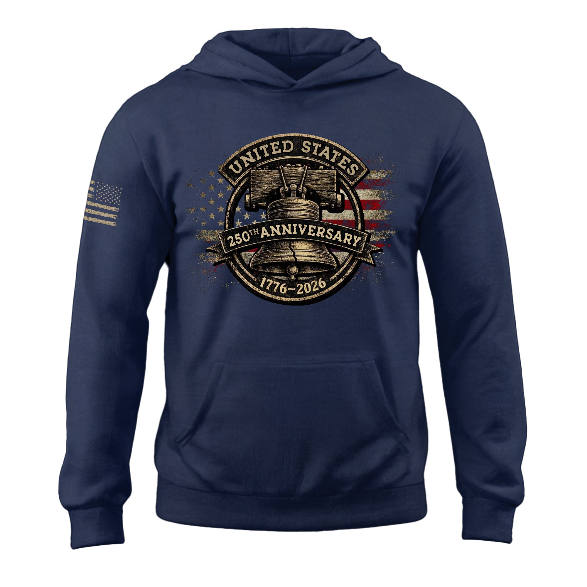 USA 250th Anniversary Hoodie 1776–2026, Patriotic American Heritage Vintage Flag Design, Unisex Hoodie