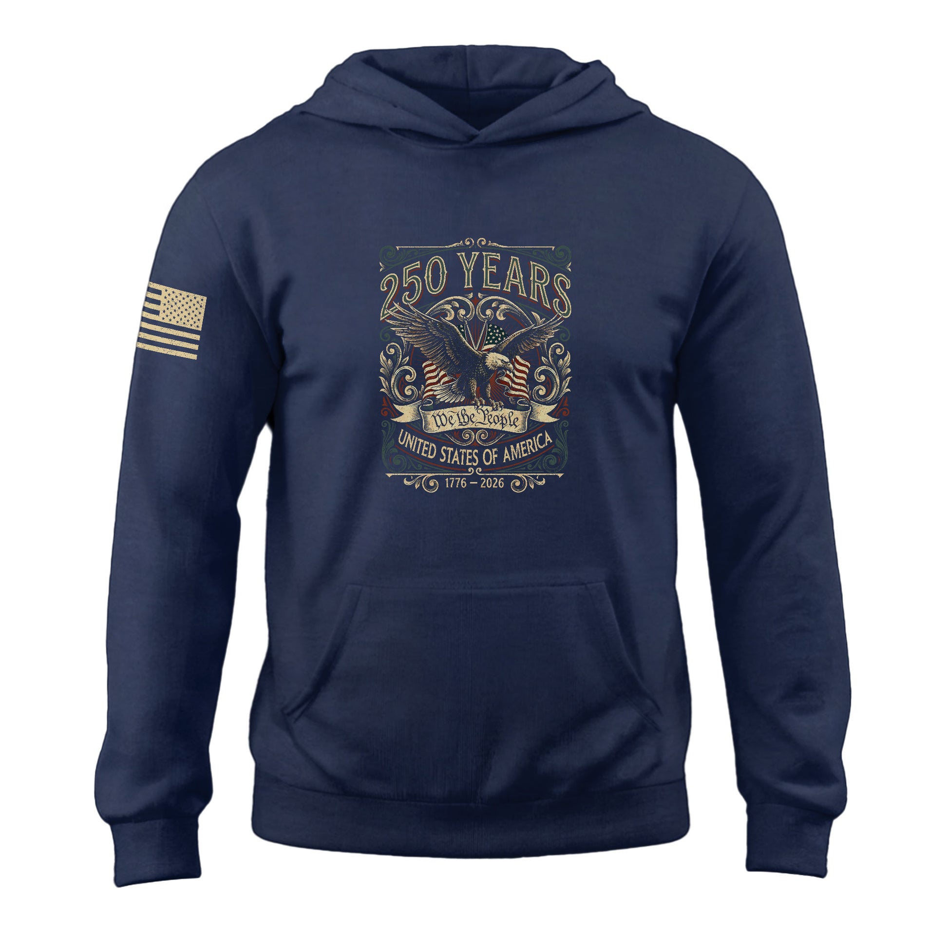 America 1776–2026 250 Years Anniversary Hoodie, Patriotic Eagle Symbol of Freedom and Pride - Rust Field Wear