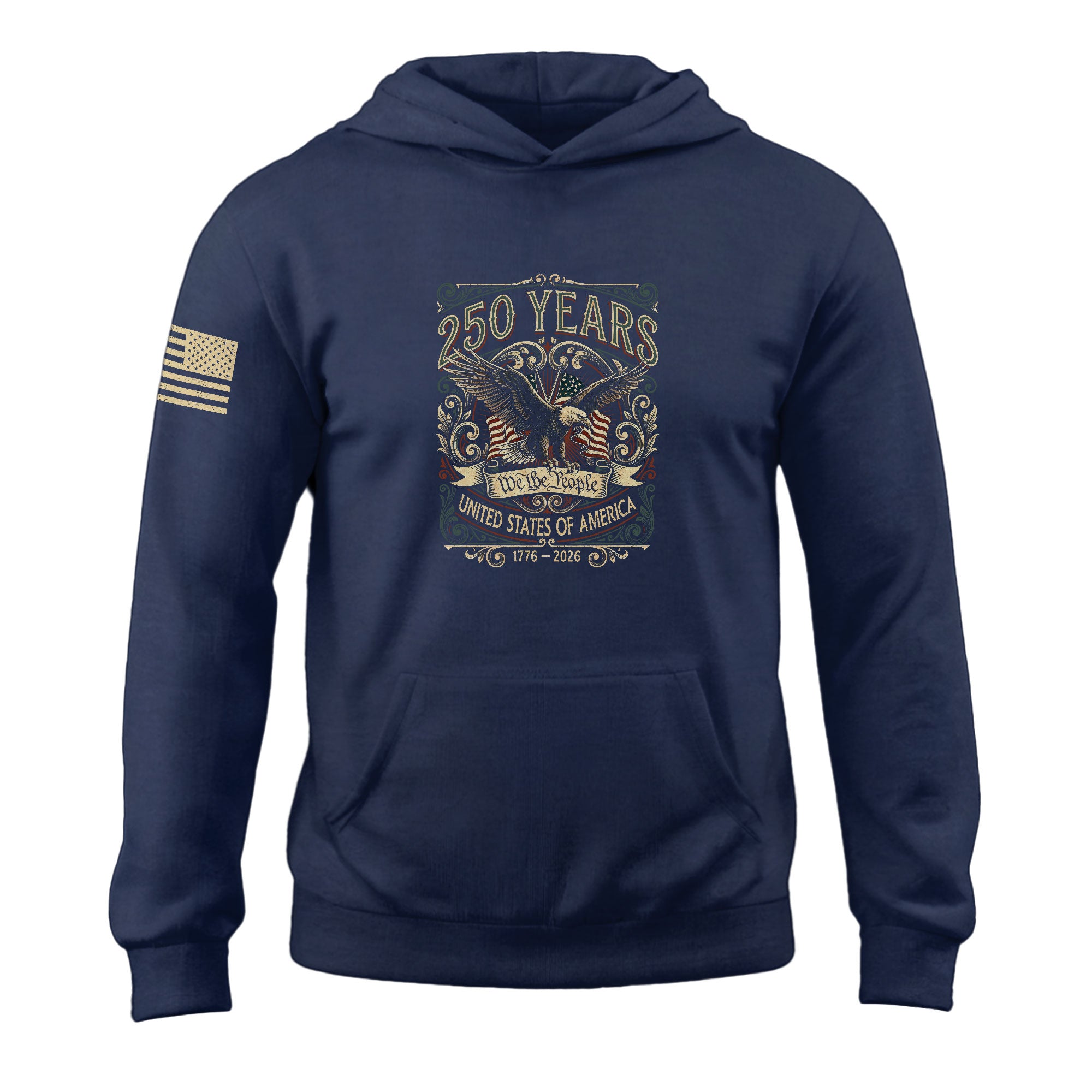 America 1776–2026 250 Years Anniversary Hoodie, Patriotic Eagle Symbol of Freedom and Pride
