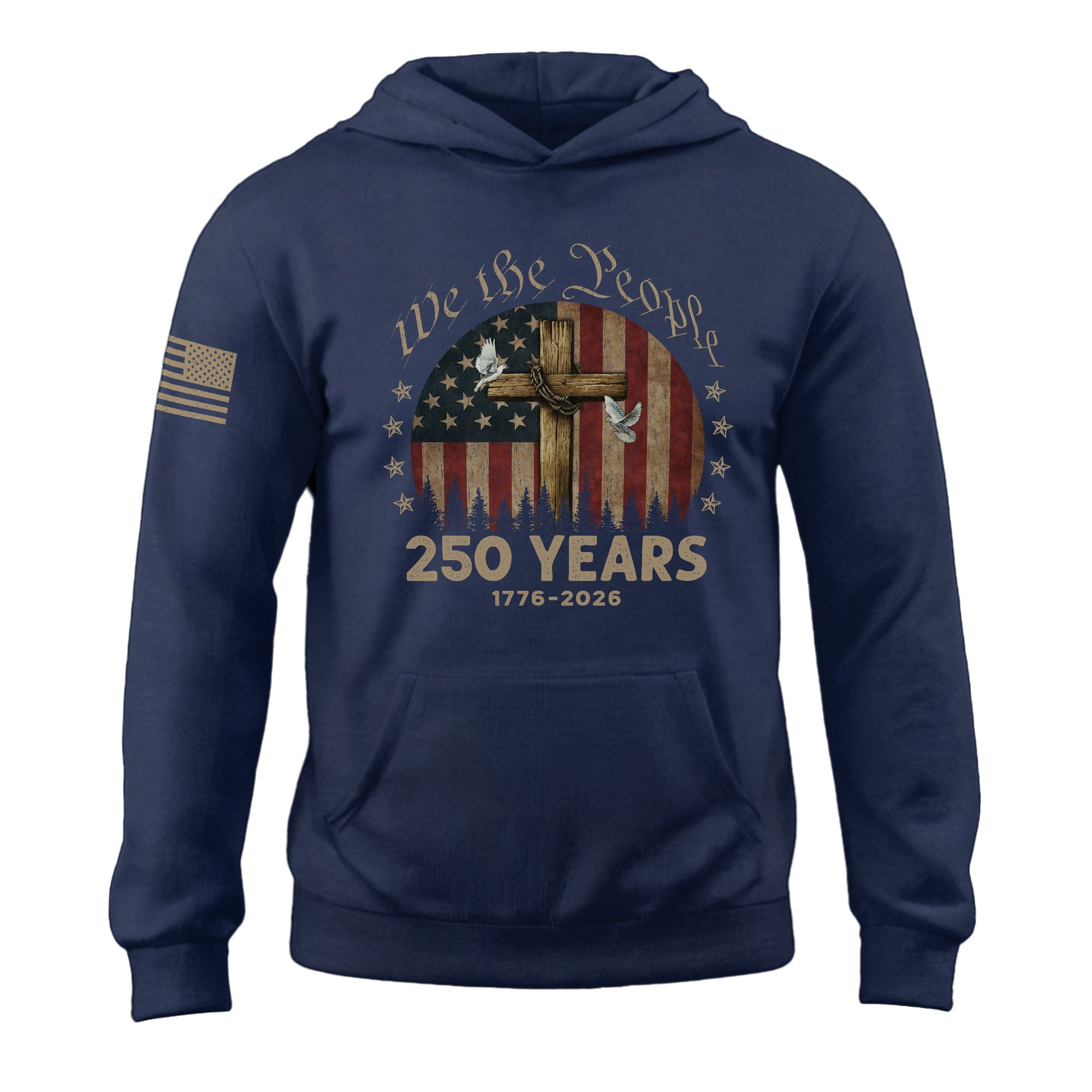 1776–2026 Patriotic Christian Hoodie USA 250 Year Freedom Celebration