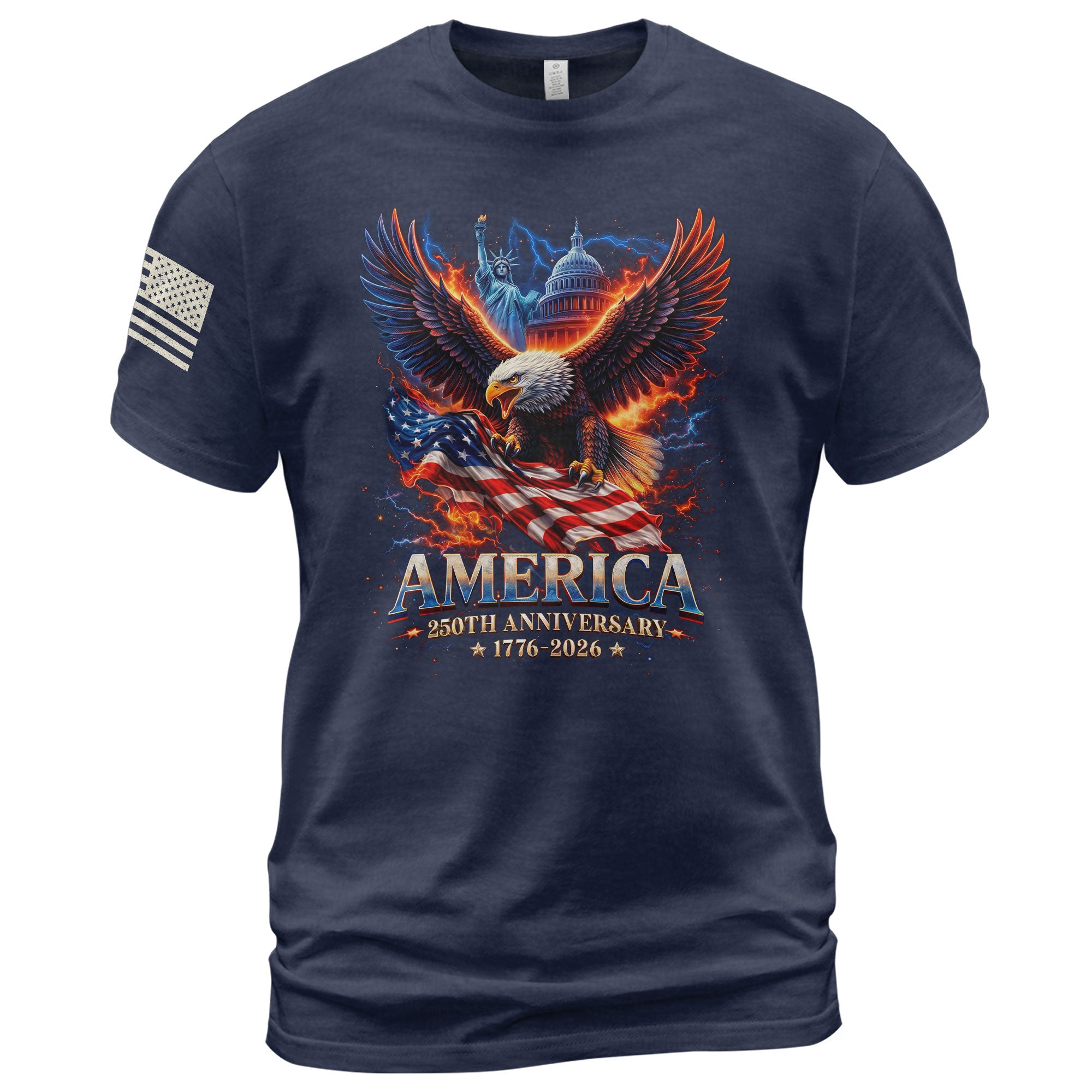 250 Year American Anniversary Shirt - Semiquincentennial Freedom Eagle Bootleg Graphic Tee