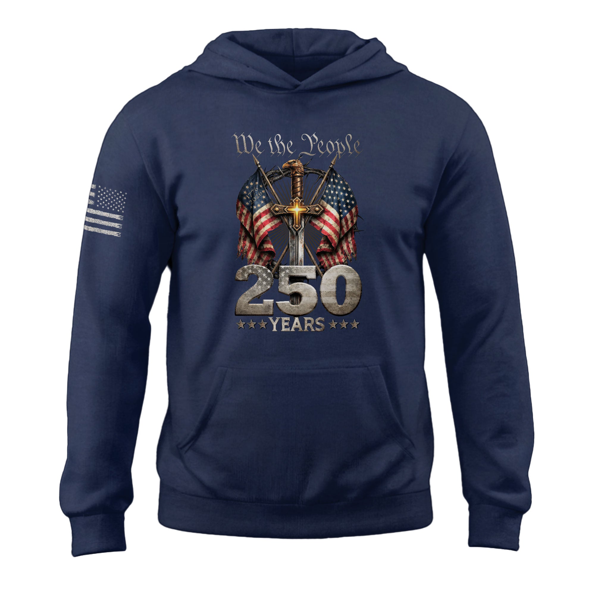 USA 250th Anniversary Christian Patriot Hoodie Faith Freedom 1776–2026