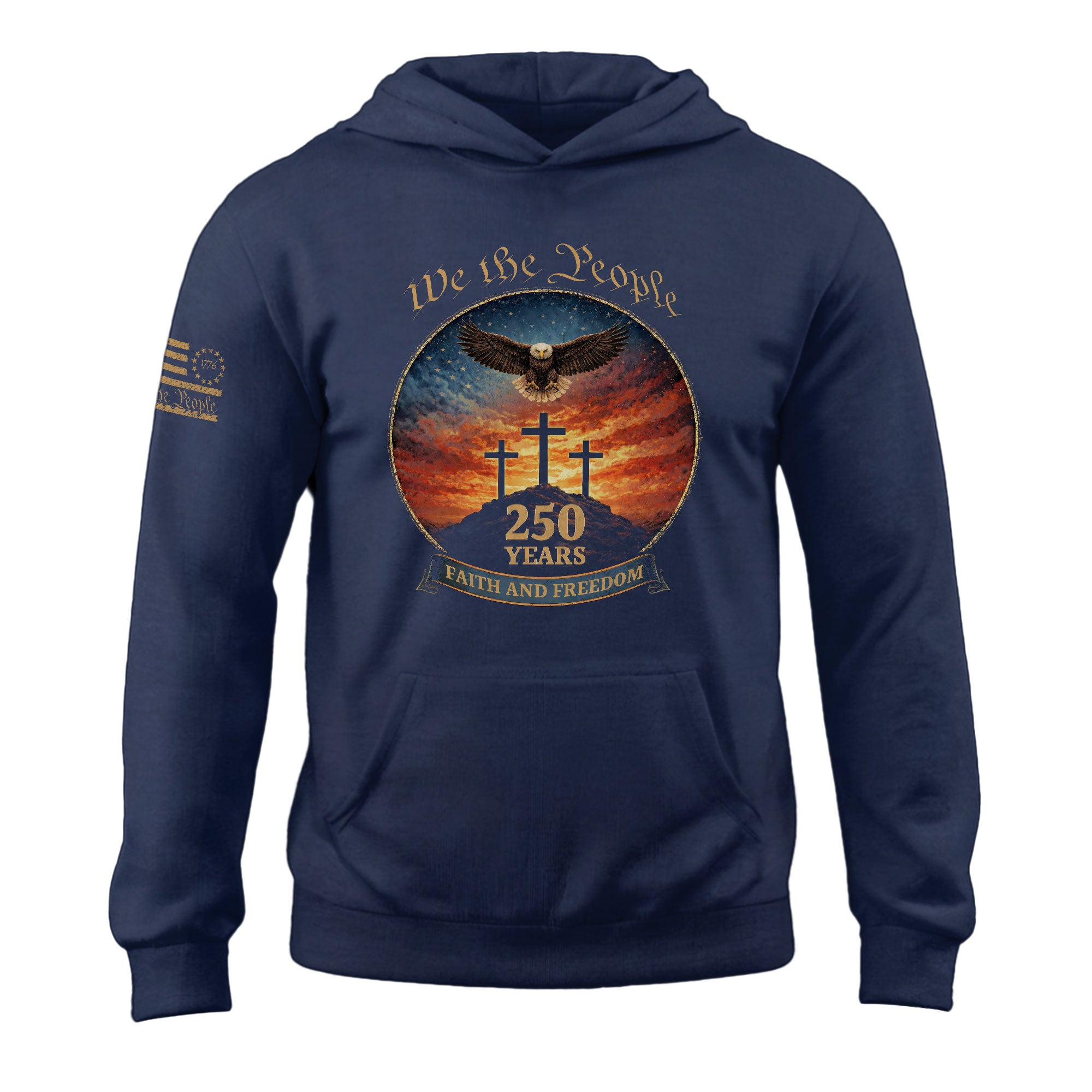 America 250th Anniversary 1776-2026 Semiquincentennial Hoodie – We The People Eagle Cross Faith and Freedom Men’s Hoodie