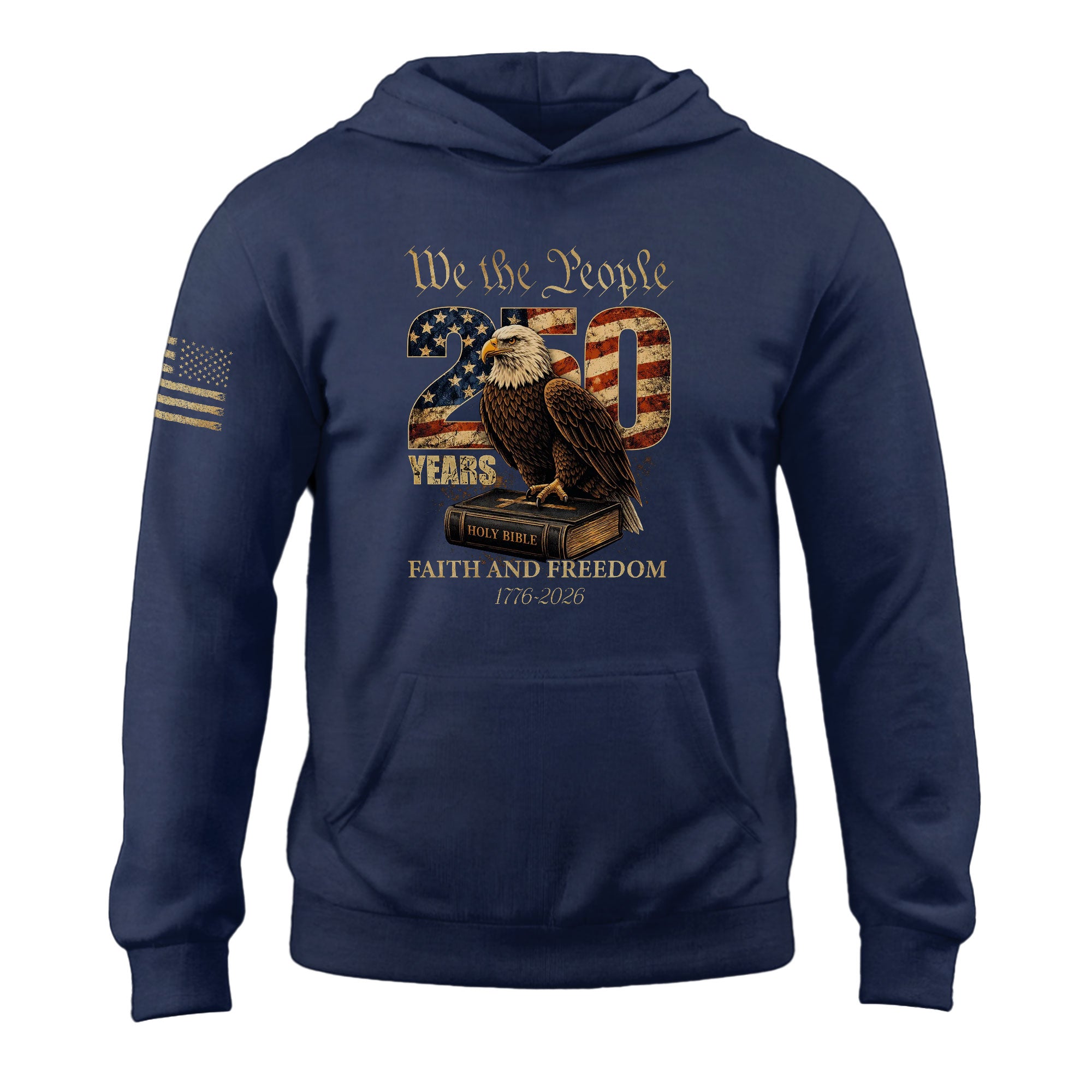 USA 250th Anniversary 1776-2026 Semiquincentennial Hoodie – We The People Faith and Freedom Patriotic Men’s Hoodie