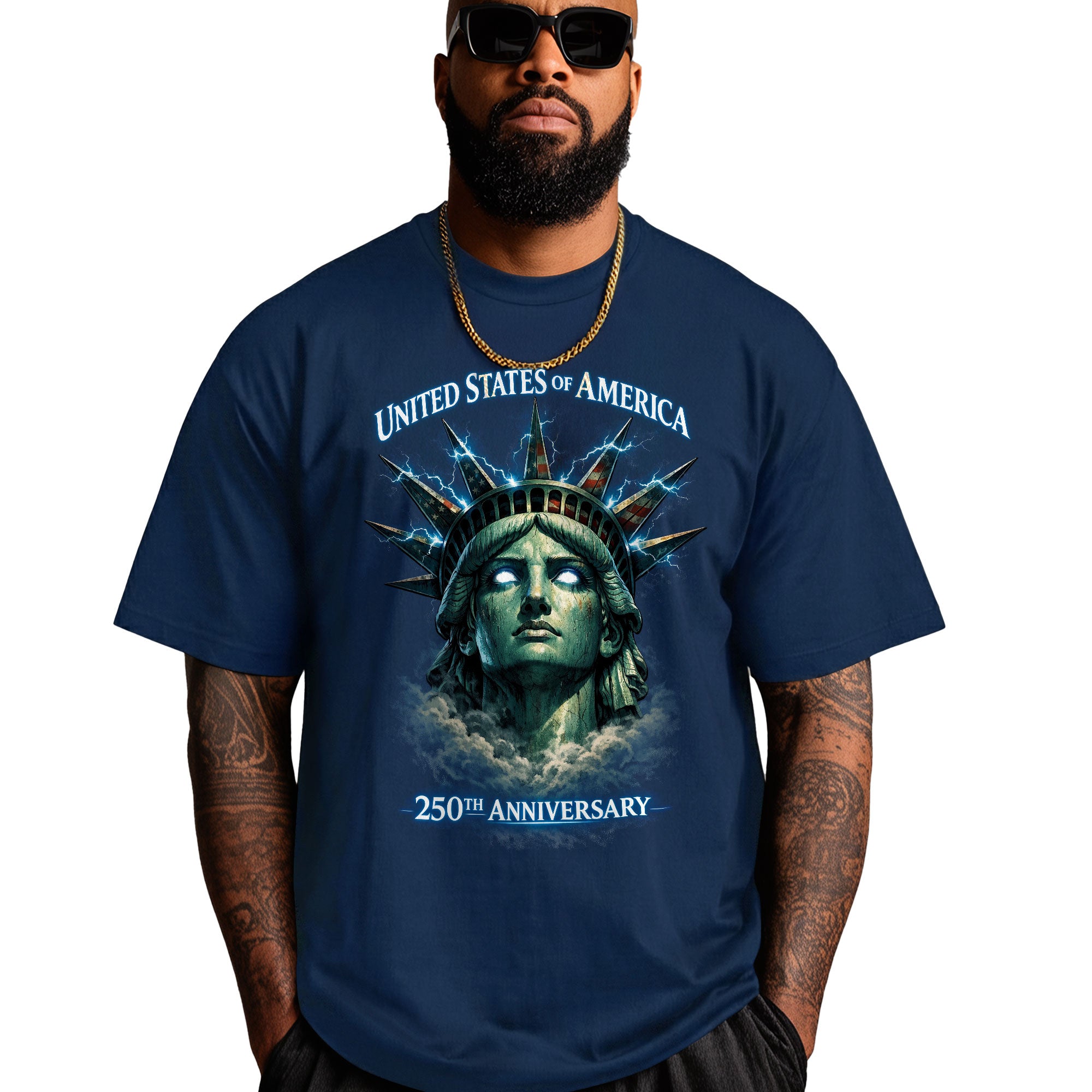 United States of America 250th Anniversary Bootleg Tee – Electric Liberty Crown Graphic