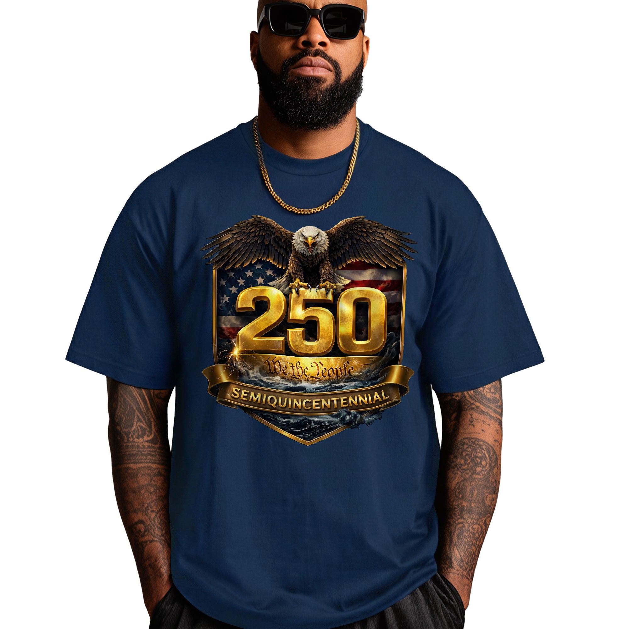 250 We The People Semiquincentennial Bootleg Tee – Gold Crest Eagle 1776–2026