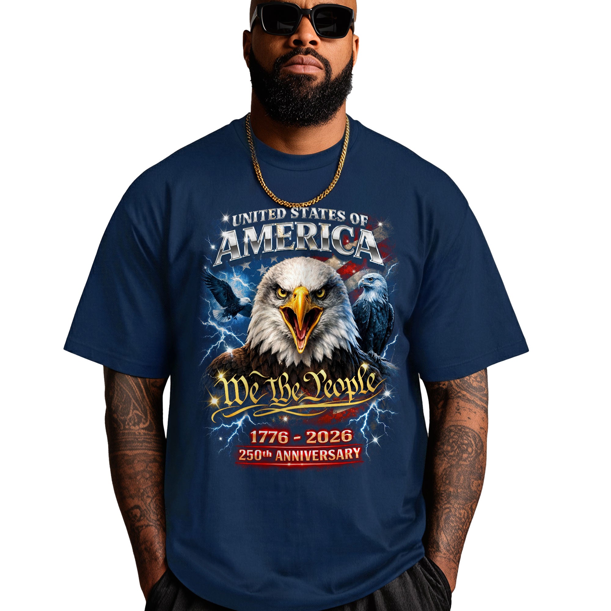 United States of America We The People Bootleg T-Shirt 1776–2026 – Fierce Eagle Graphic 250th Anniversary Patriotic Tee