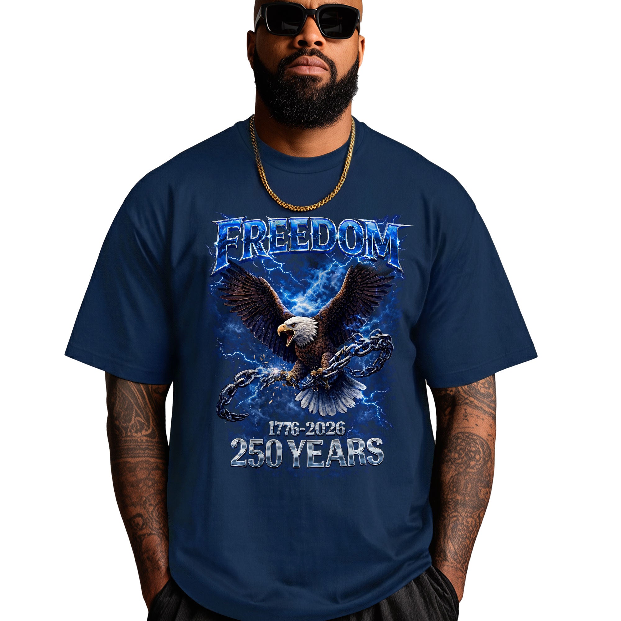 Freedom Bootleg Eagle T-Shirt 1776–2026 – Breaking Chains Patriotic Graphic Tee 250 Years of America
