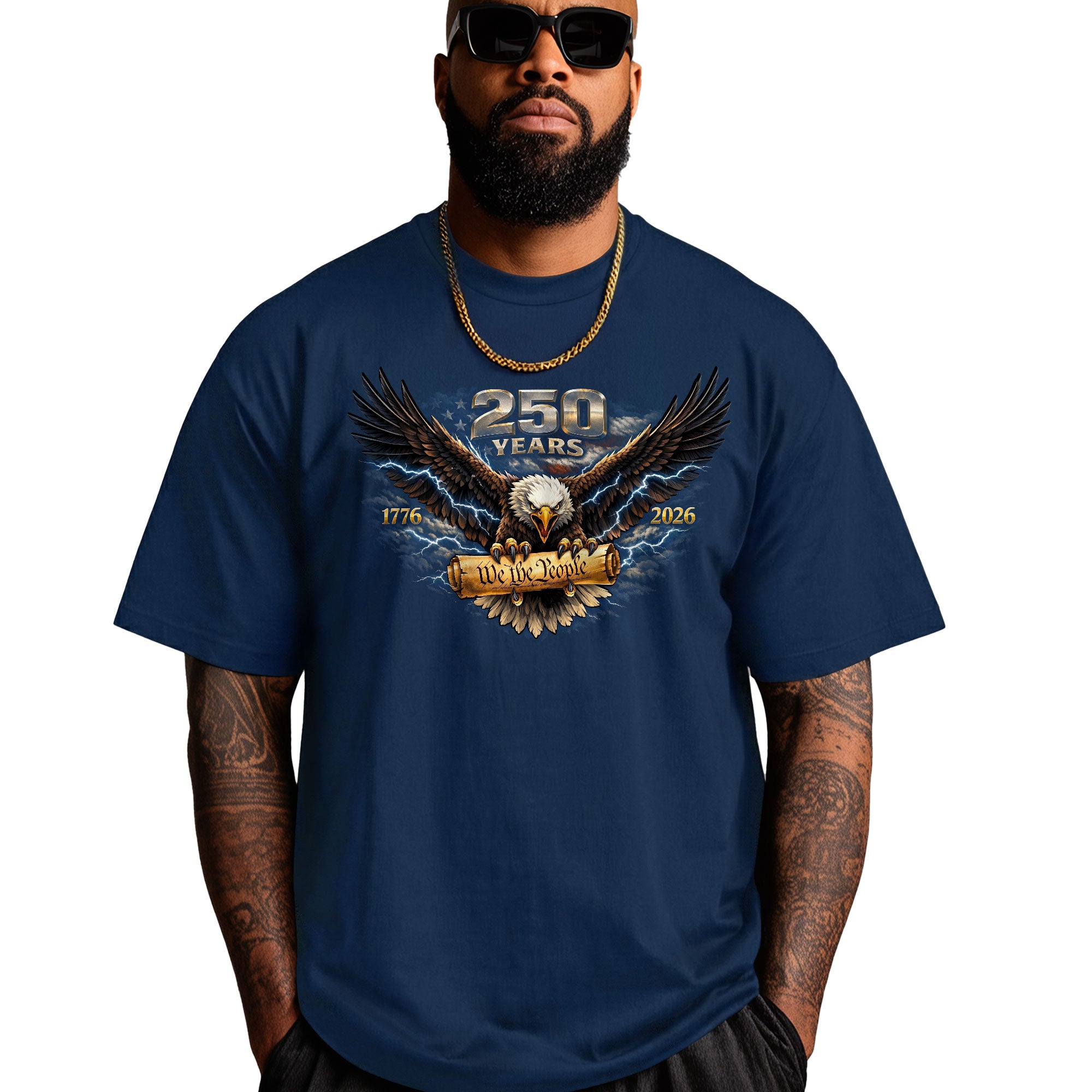 Vintage 90s Bootleg America 250 Shirt - Streetwear Patriot Eagle Lightning Graphic Tee