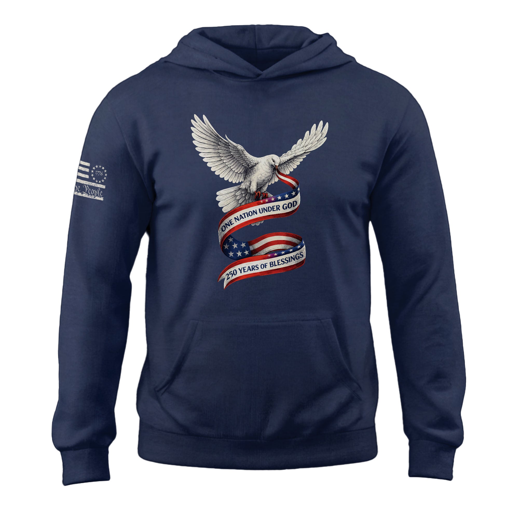 USA 250th Anniversary 1776-2026 Semiquincentennial Hoodie – One Nation Under God 250 Years of Blessings Dove Christian Apparel