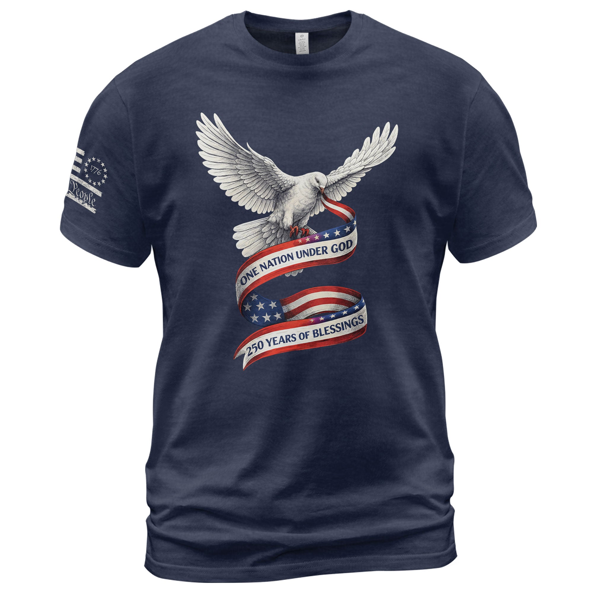 250 Years of Blessings One Nation Under God T-Shirt - Peace Dove Patriotic Graphic Tee