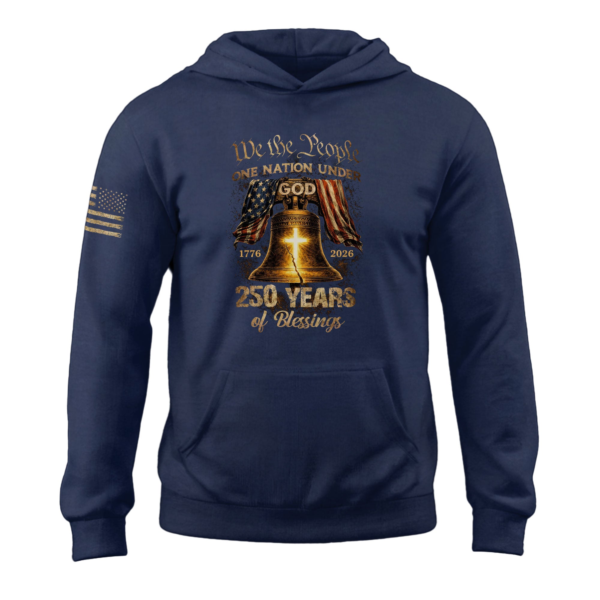 USA 250th Anniversary 1776-2026 Semiquincentennial Hoodie – One Nation Under God We The People Liberty Bell Christian Men’s Hoodie