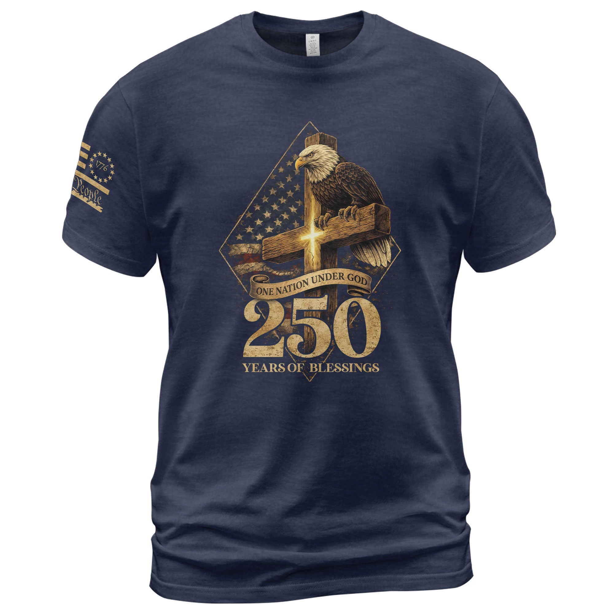 Faith & Freedom 250th Anniversary Shirt - One Nation Under God Commemorative Eagle & Cross Tee