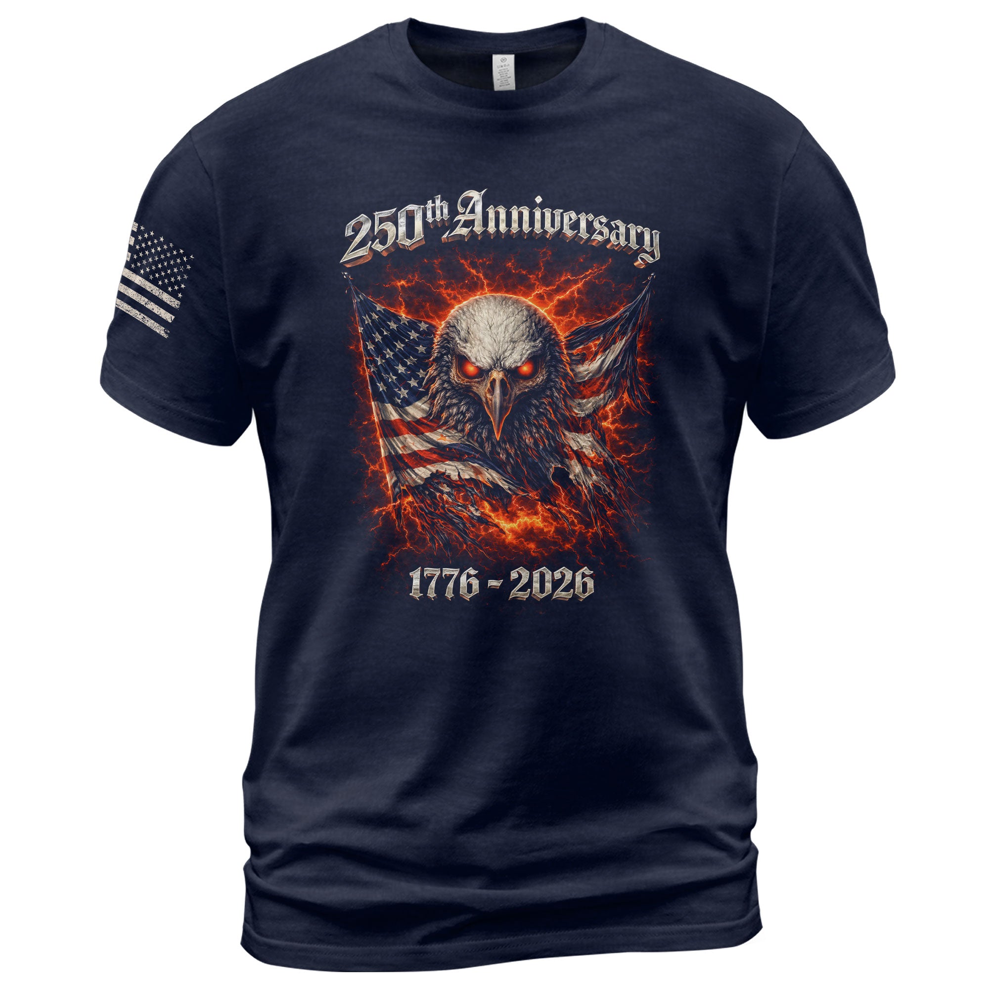 Vintage America 250th Anniversary Bootleg T-Shirt - 1776-2026 Fire Eagle Streetwear Tee, Semiquincentennial Lightning Graphic Shirt