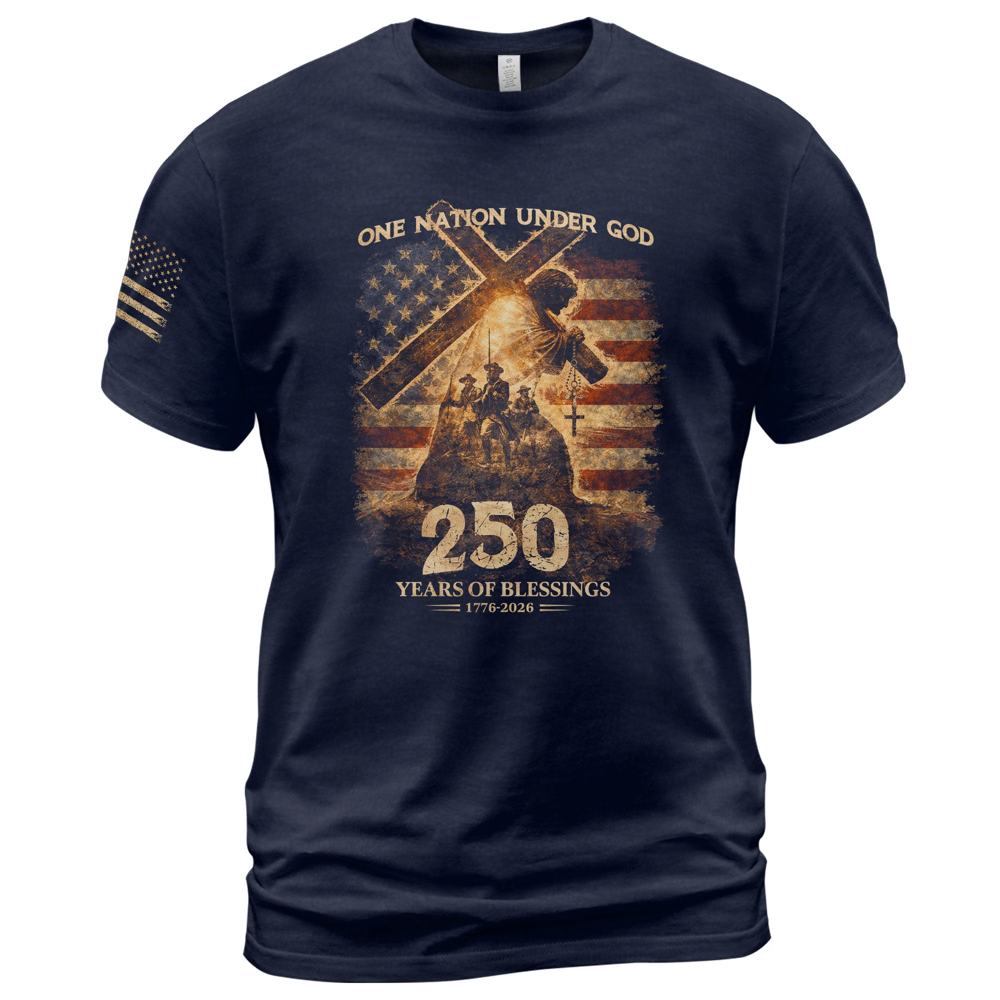 USA 250th Anniversary 1776-2026 Semiquincentennial Shirt – One Nation Under God 250 Years of Blessings Patriotic Christian Tee