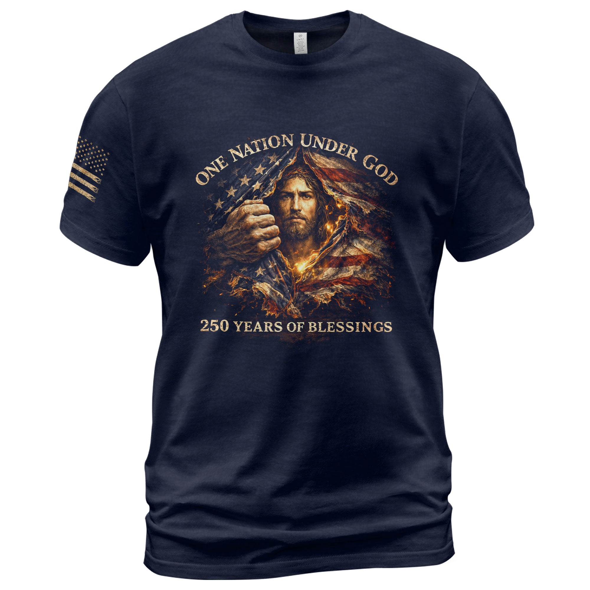 USA 250th Anniversary 1776-2026 Semiquincentennial Flag Shirt – One Nation Under God Jesus 250 Years Patriotic Christian Tee