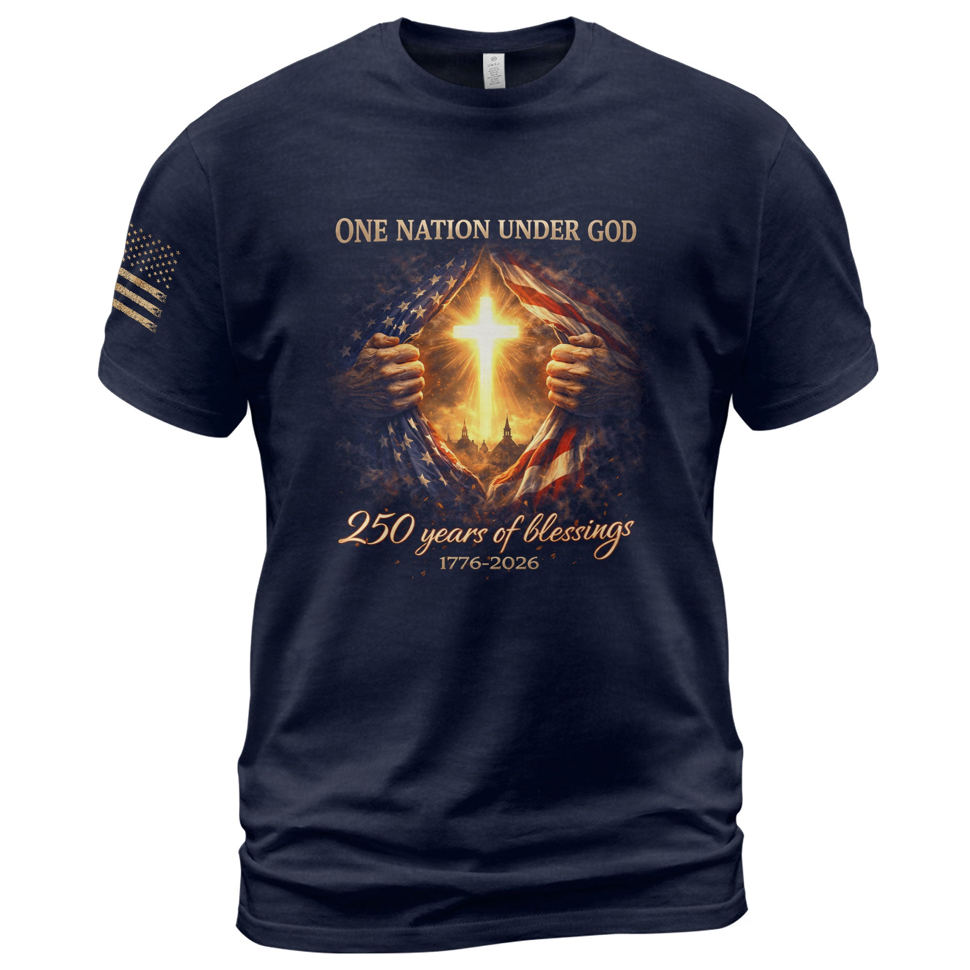 America 250th Anniversary Christian Cross Shirt – 1776-2026 One Nation Under God 250 Years of Blessings Tee