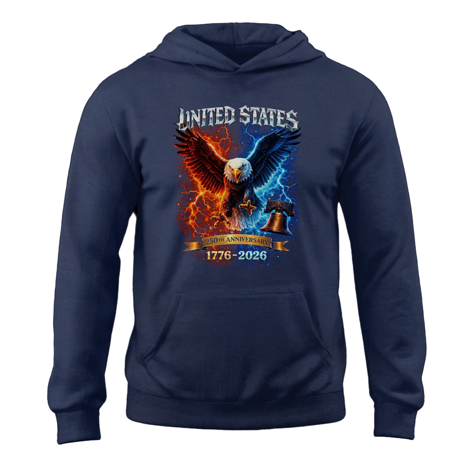 Vintage Bootleg United States 250th Anniversary Hoodie - Eagle Lightning Semiquincentennial 1776-2026 Hoodie, Patriotic Liberty Bell Apparel