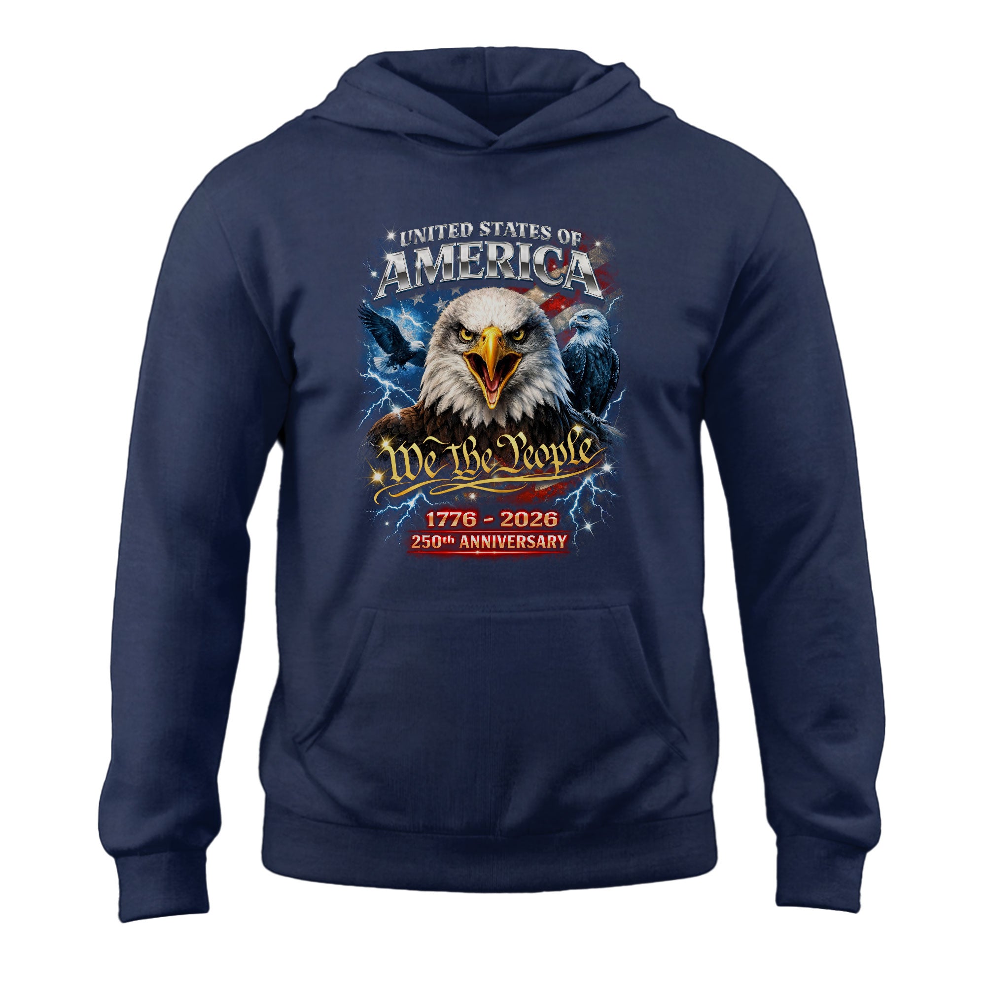 Retro 90s Bootleg United States 250 Anniversary Hoodie - 1776-2026 We The People Eagle Graphic Hoodie, Retro Patriotic Apparel